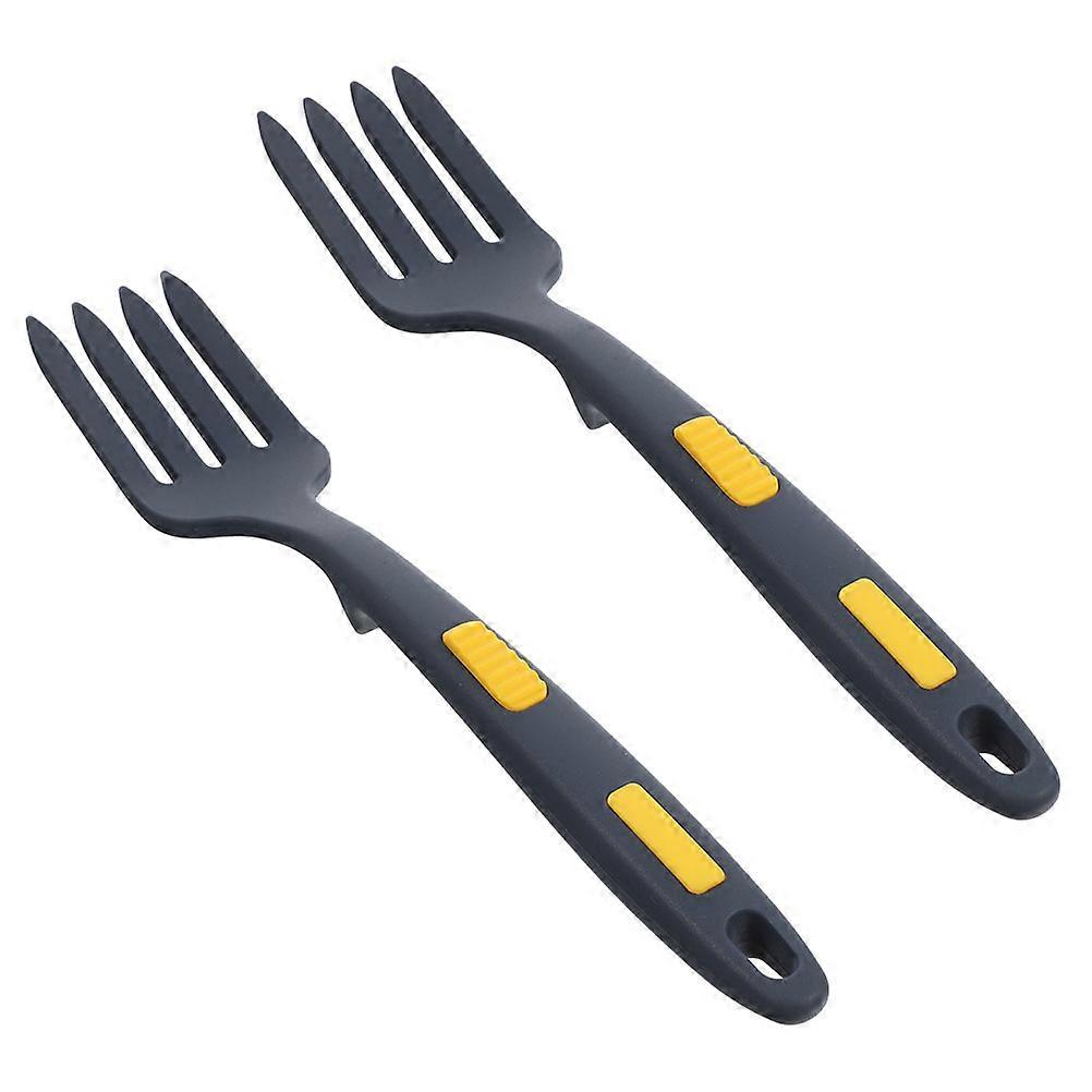 Heat-Resistance Flexible Fork Silicone Material Dark Blue Non-Slip Smooth Edges 2Pcs