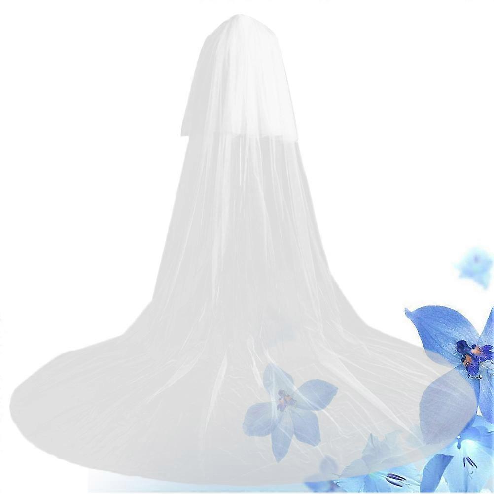 Elegant Bridal Veil with Comb Two Tiers Floor Length Soft Net White Wedding Accessory for Bride