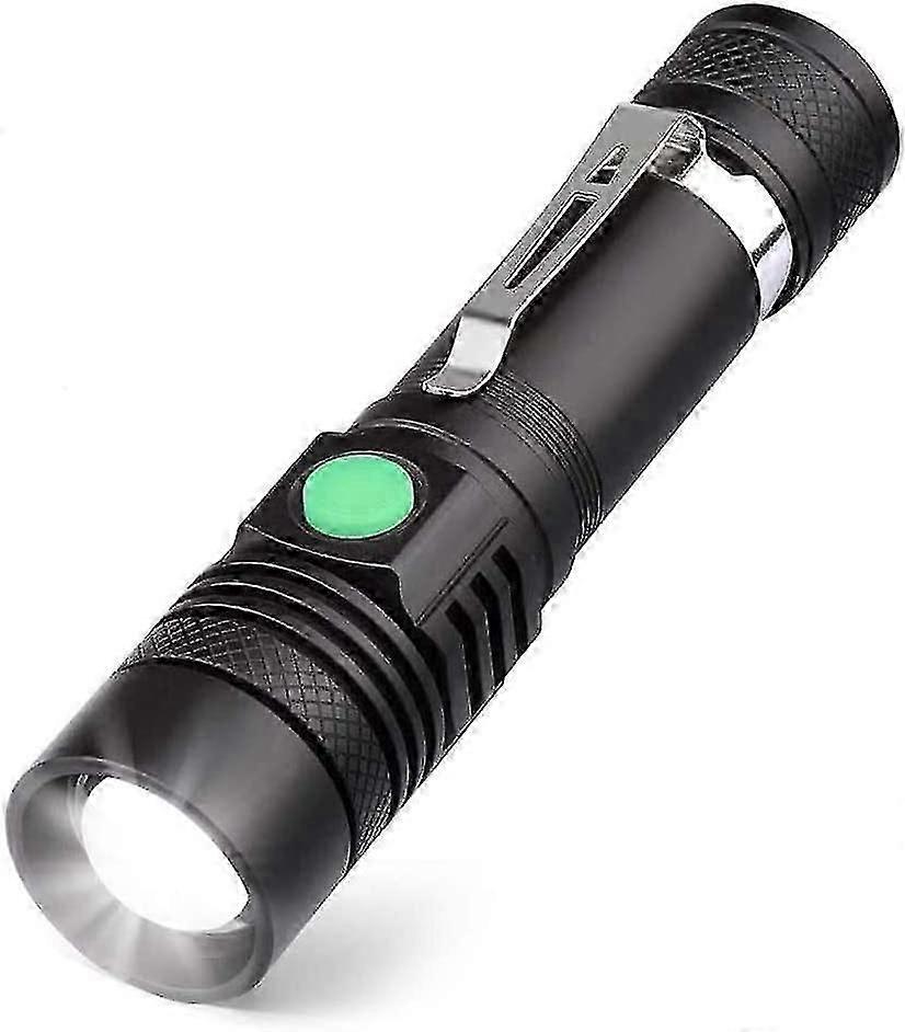 Usb Rechargeable Led Torch, 600 Lumens Torch, Ip65 Waterproof, 4 Lighting Modes (battery Included)