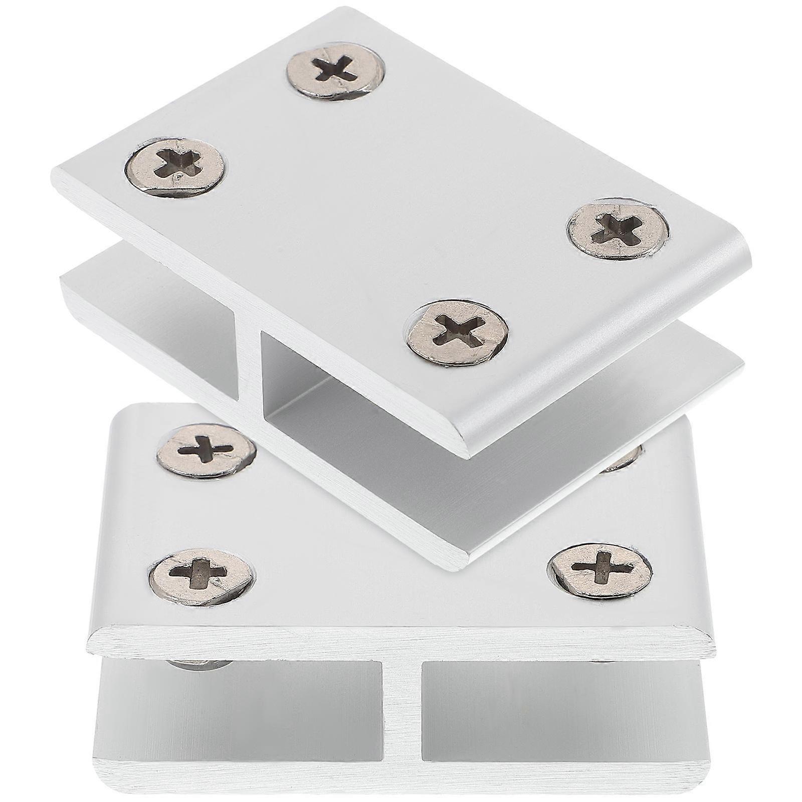 Glass Clamp Furniture Support Clips with Screws and Non Slip Plugs for Shelves, Cupboards, and Display Cabinets (2pcs)