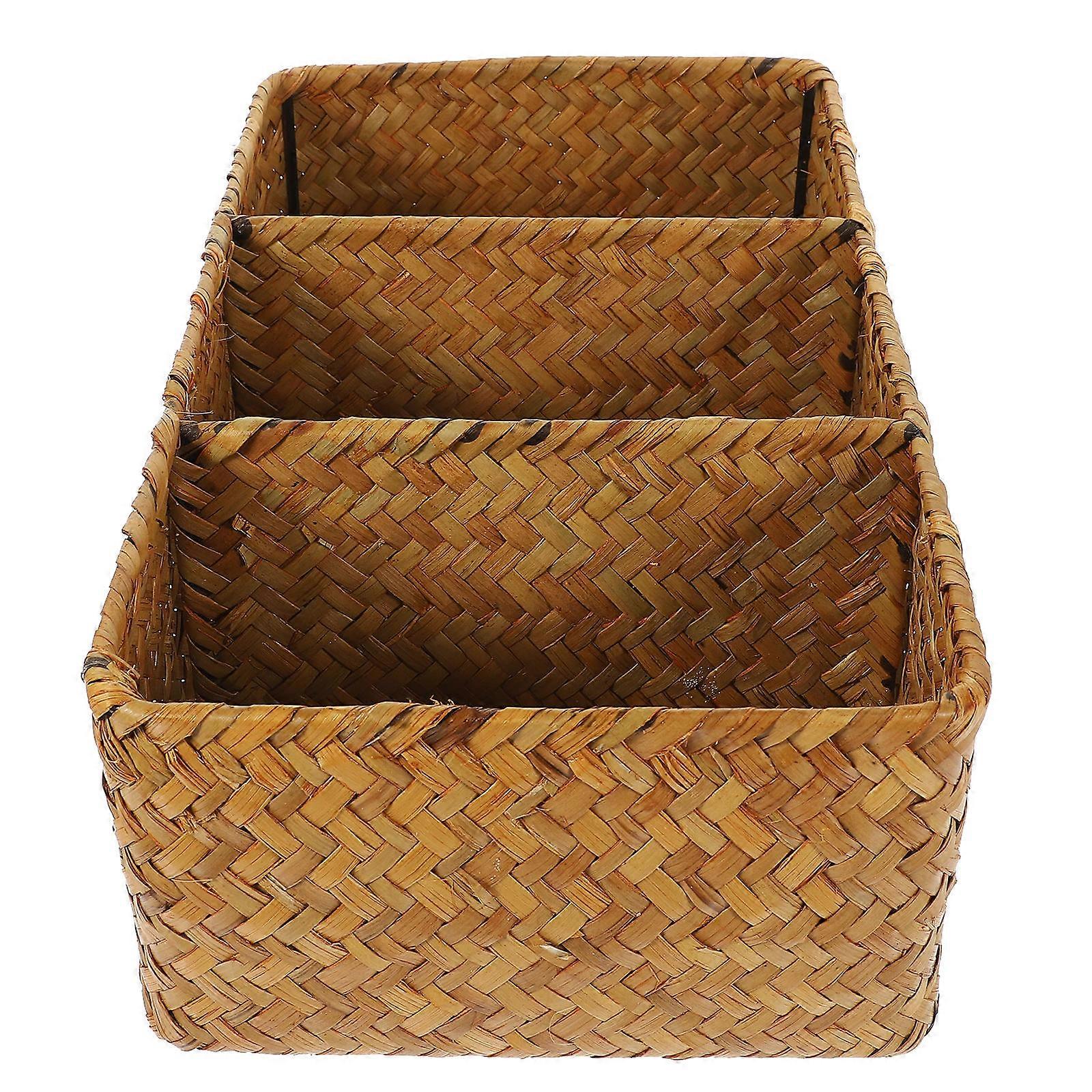 卓上雑貨オーガナイザーウーブンボックスイエローオフィス収納用1パック