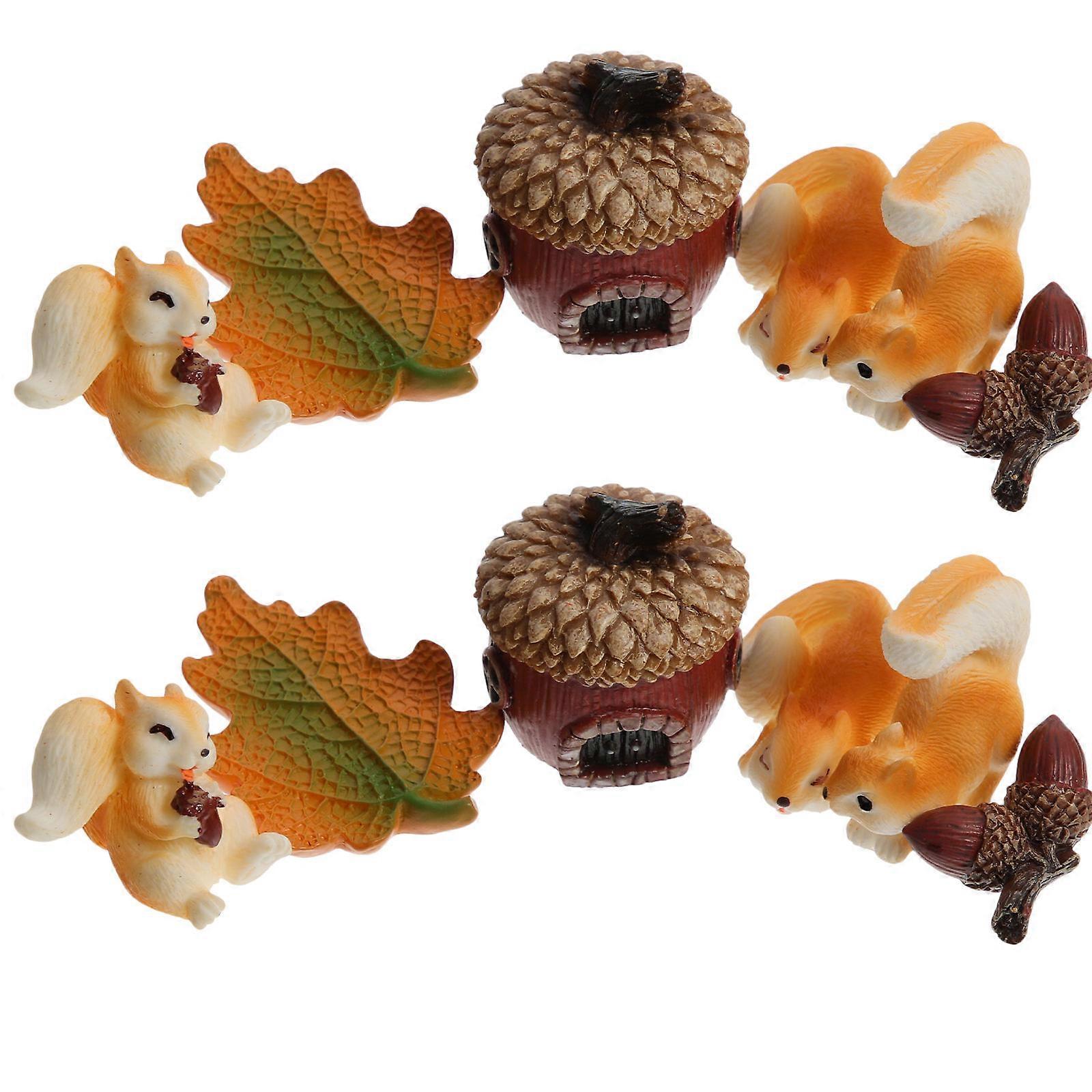 Garden Squirrel Decorations Squirrel Series Statues Assorted Color Miniature Desktop Decor 12Pcs