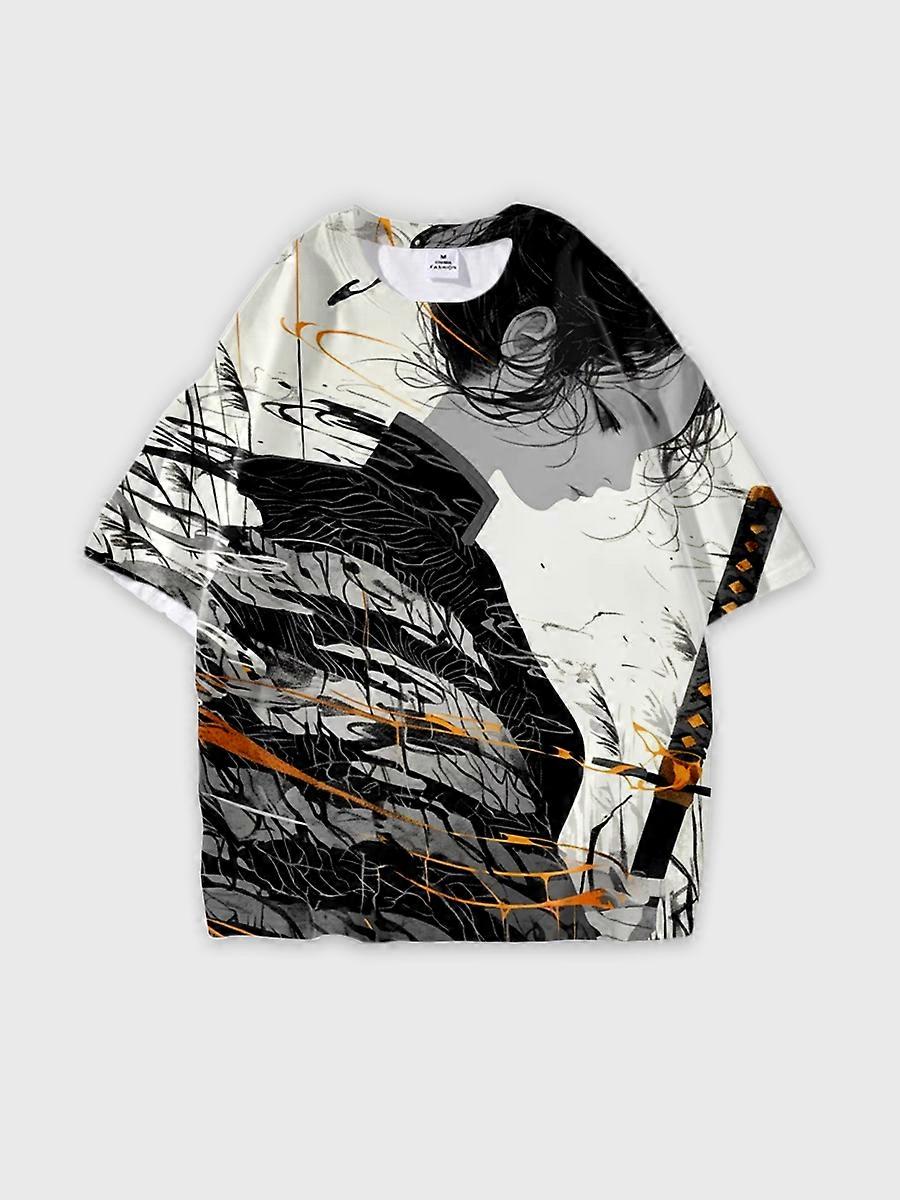 T-shirt round neck Character Pattern loose short sleeve P2052