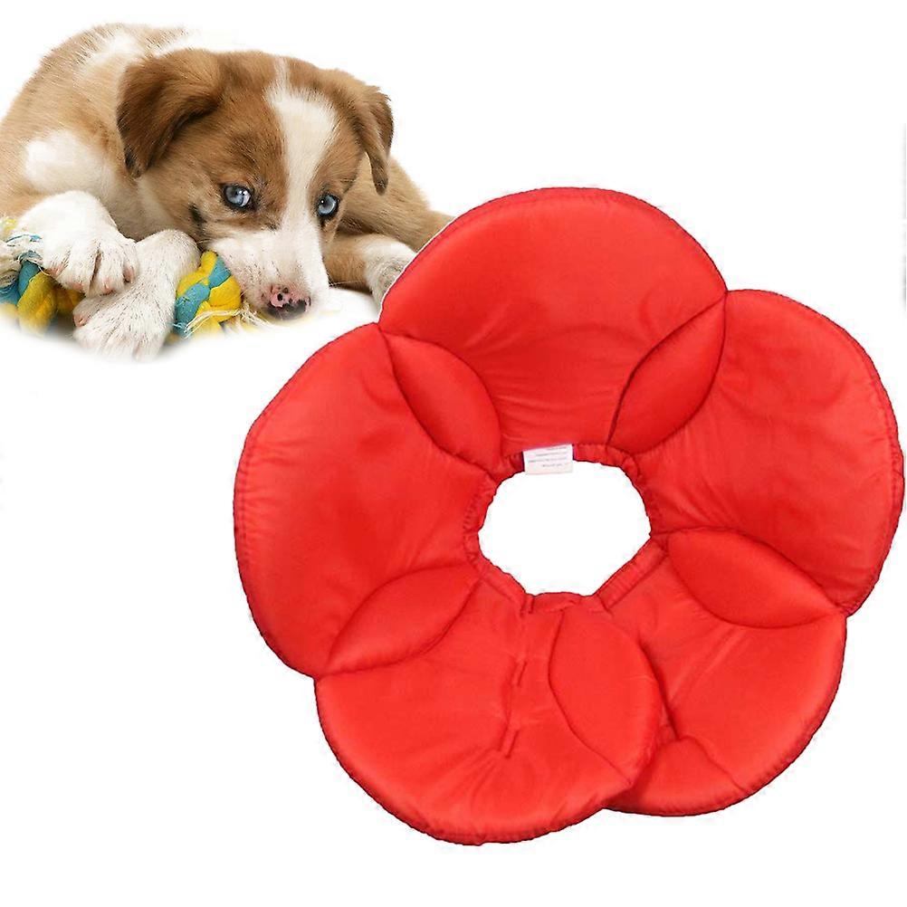 Dog Collar Flower Protective Large Red Adjustable For Bathing Dog Walking 1Pack