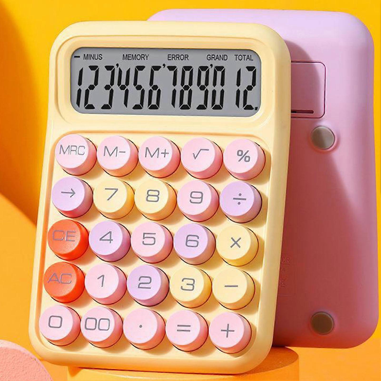 Silent Calculator Color Mechanical Key Calculator Battery Powered Electronic Calculating Device for Office College