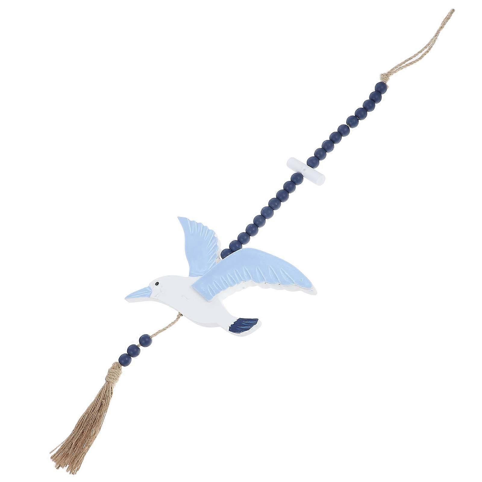 Seagull Wall Art Decor with Handpainted Design Crafted from Wood and Jute Rope for Versatile Home