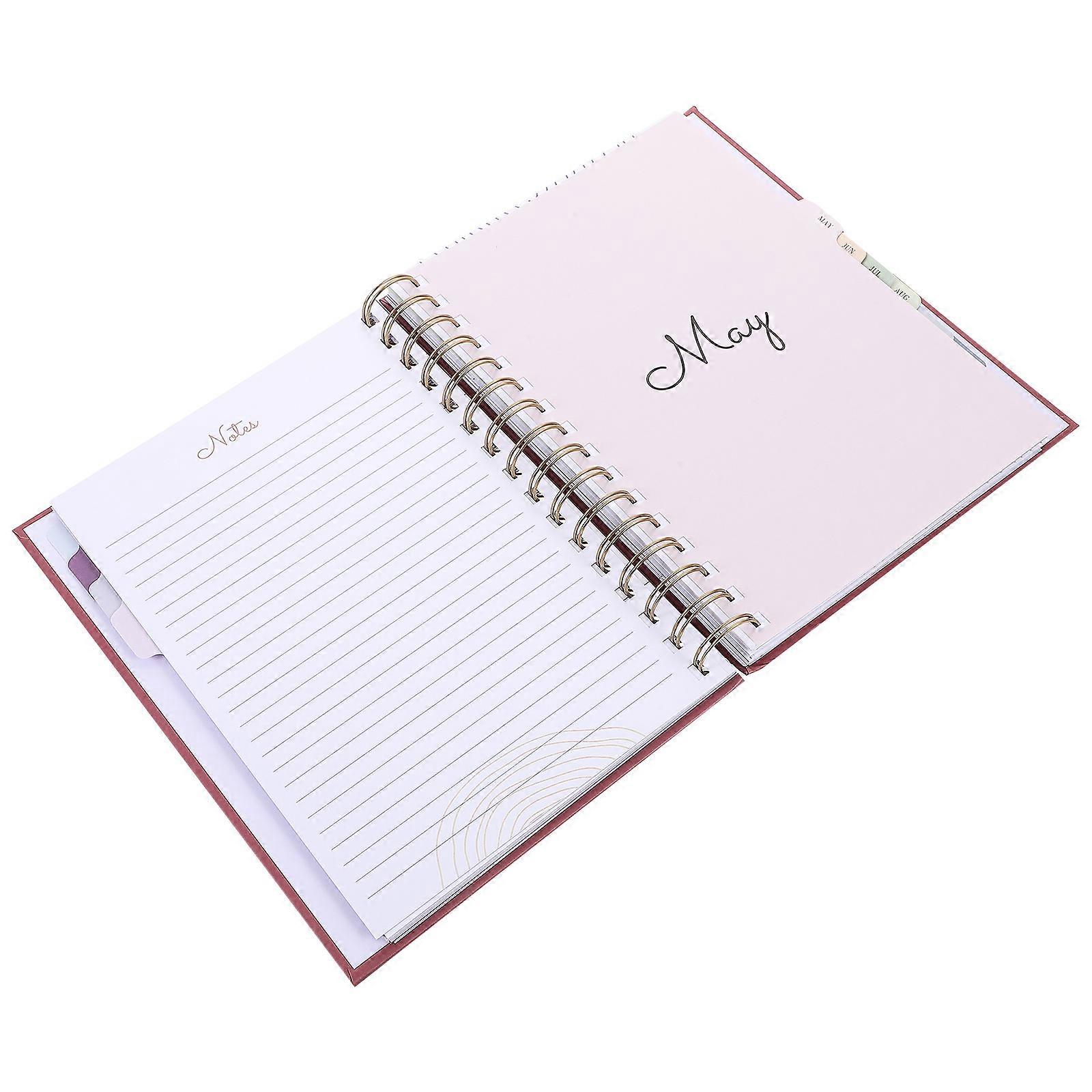 Monthly Planner Notebook for Schedule Recording with Stylish Dark Red Cover A5 Size
