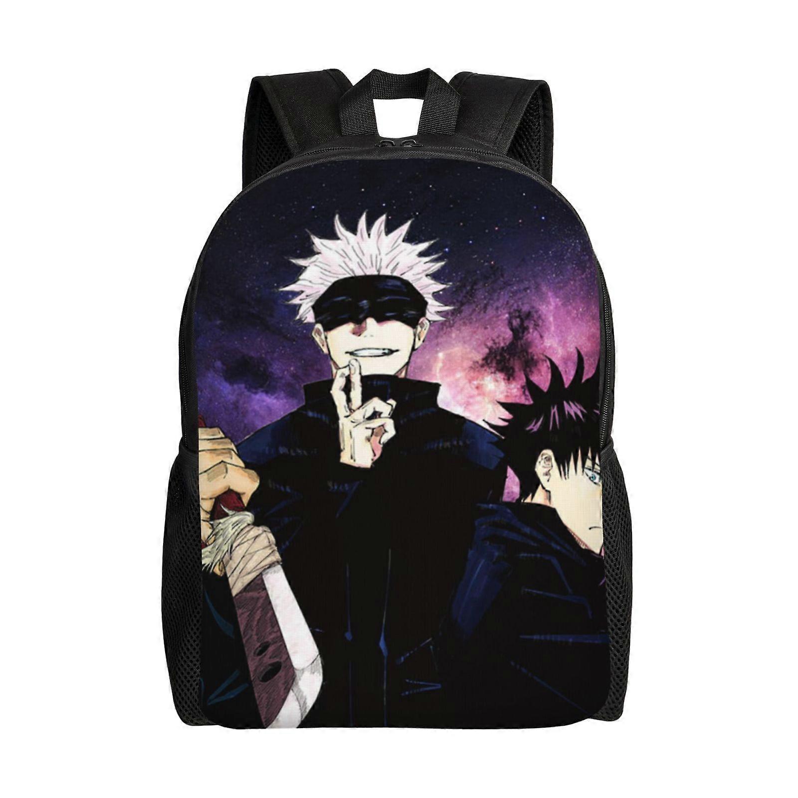 أنيمي Jujutsu Kaisen للجنسين حقيبة ظهر كمبيوتر محمول حقيبة مدرسية حقيبة طالب جامعي خفيفة الوزن أساسية Daypack للبالغين في سن المراهقة -XTYD946