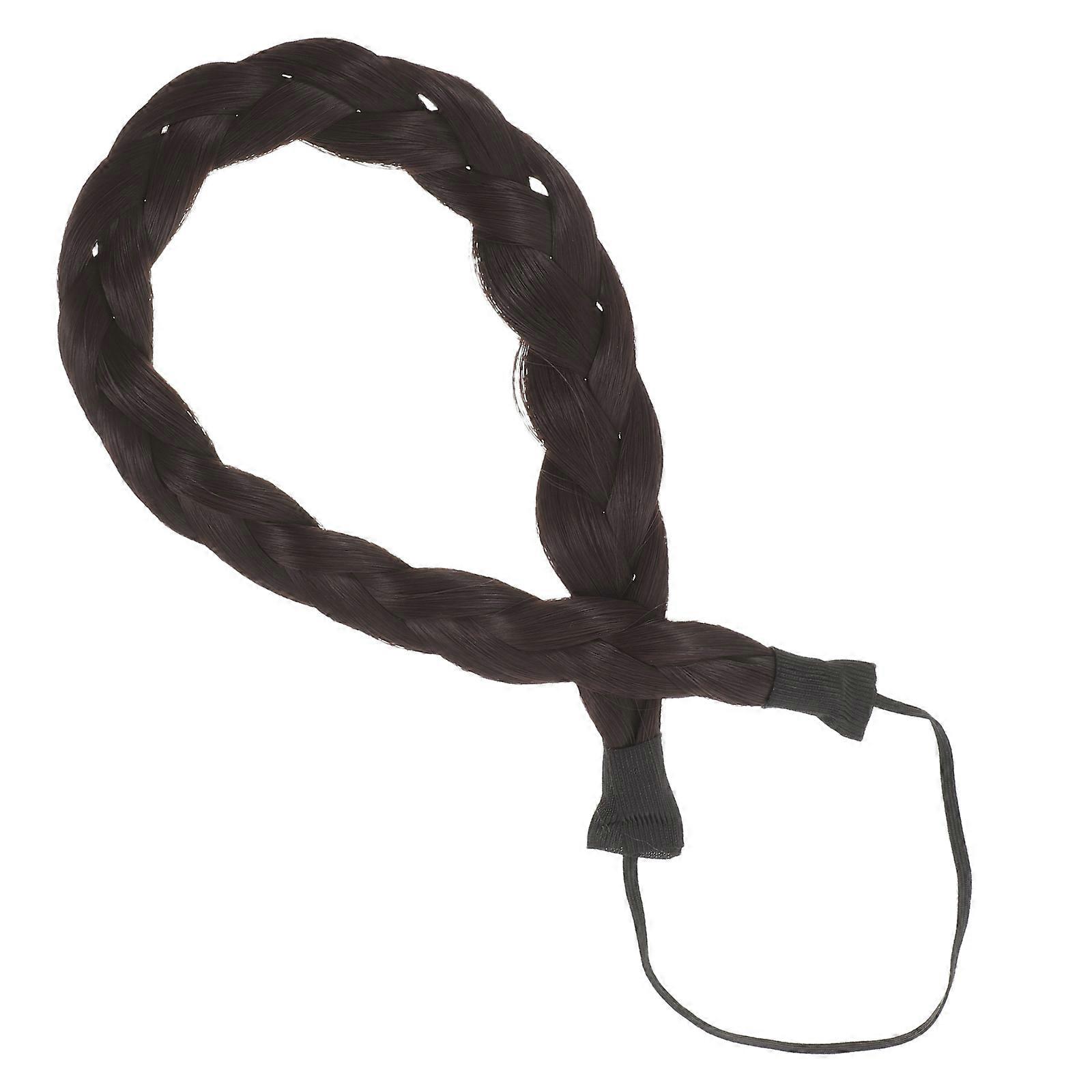 Moda Elastik Streç Saç Örgülü Kafa Bandı Klasik Örgüler Sentetik Saç Bandı Saç Parçası Kadınlar Güzellik Aksesuarı Koyu Kahverengi