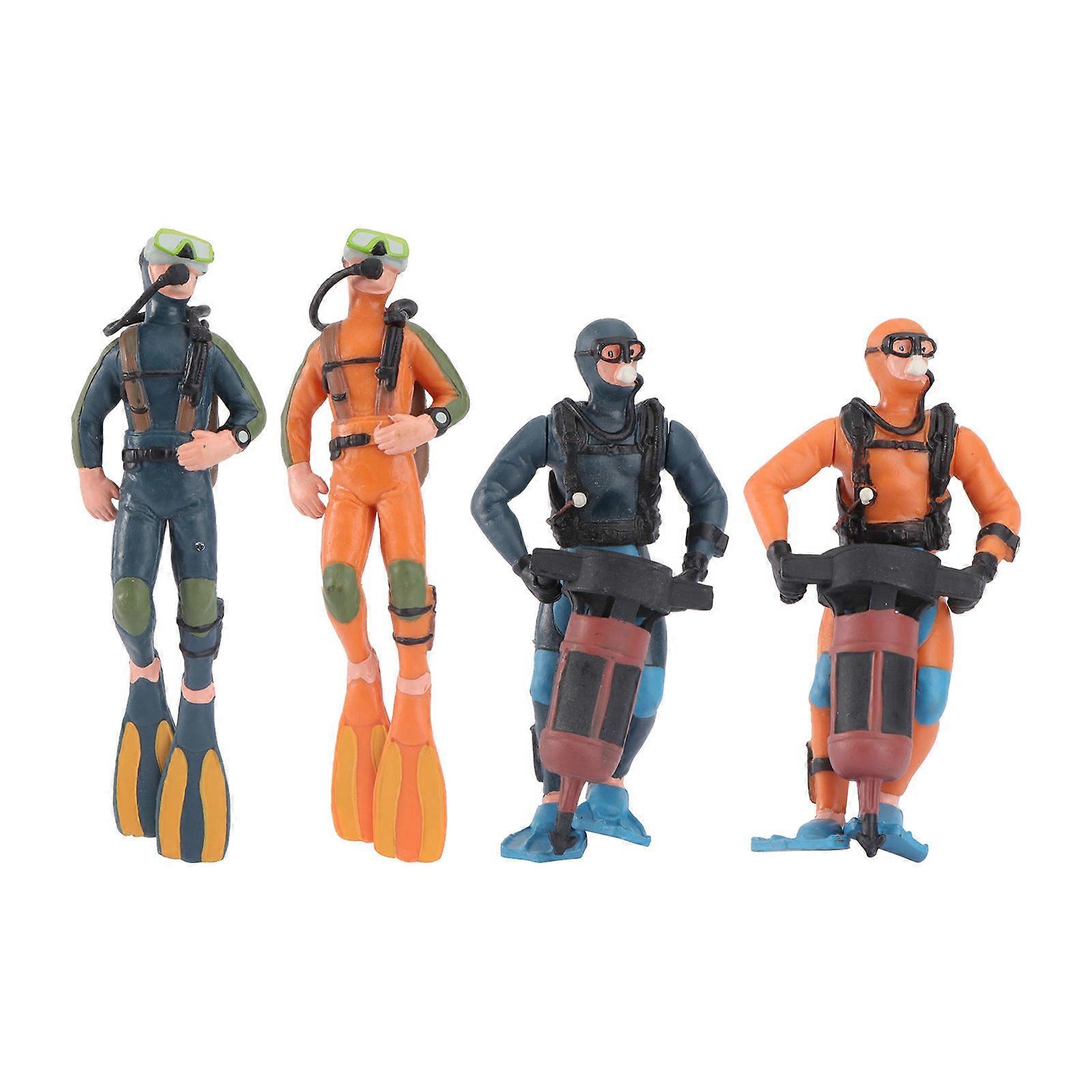 Diver Models for Adornment Made of PVC in Assorted Color Great Educational Tools 4 Pieces
