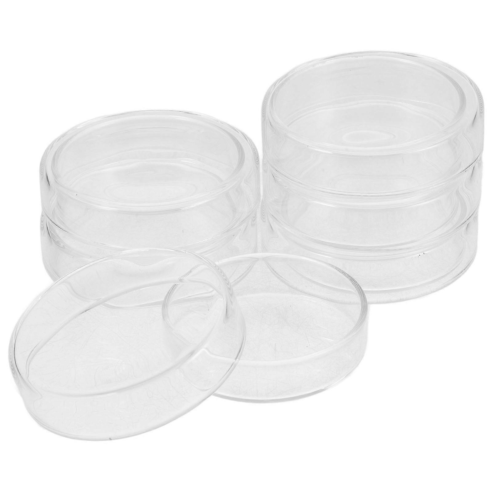 Petri Dishes With Lids 6Pcs For Laboratory Experiments In Transparent Borosilicate Glass High Temperature Resistance