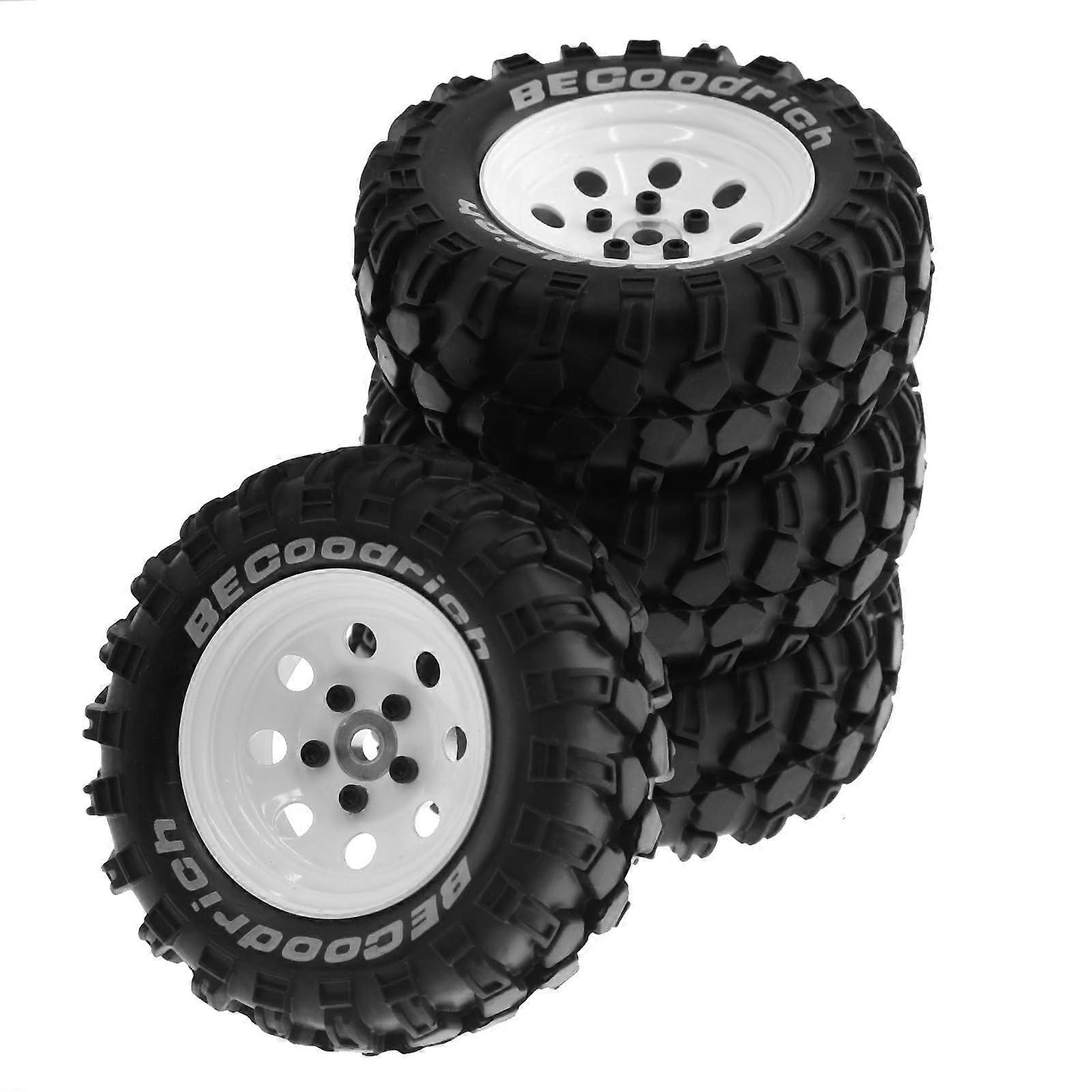 1.9 Metal Rim Rubber Tyre Set of 4 for 1/10 RC Crawler TRX4 SCX10 D90 4103 90046 FR4 FMS NT4 White
