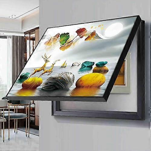 Wallmounted switch panel cover, decorative painting for hidden electricity meter box, removable fuse cabinet, dustproof and waterproof 40*30cm 007
