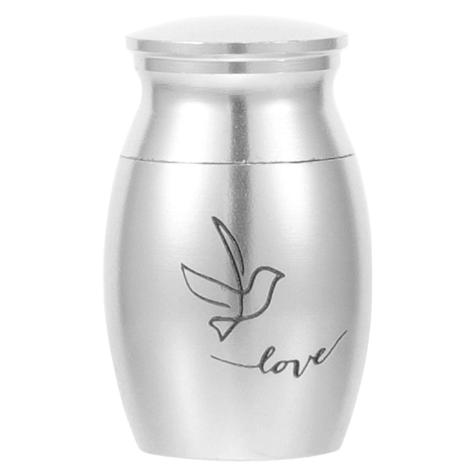 Small Urns For Ashes Pet Bird Memorial Silver Mini-sized 1Pack For Home Display