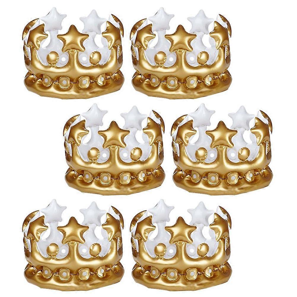 Golden Inflatable Crown for Decoration Made of PVC Safe and Comfortable Material 6Pcs