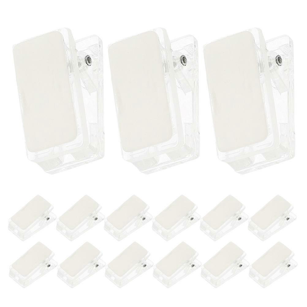 60pcs Clear Self Adhesive Spring Clips for ID Cards Plastic Badge Clips Small Sticky Clips