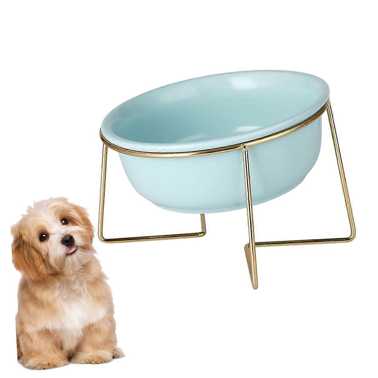 Ceramic Elevated Pet Bowl with Tilted Feeding Dish for Cats - Eco-Friendly and Durable Material, 1 Piece