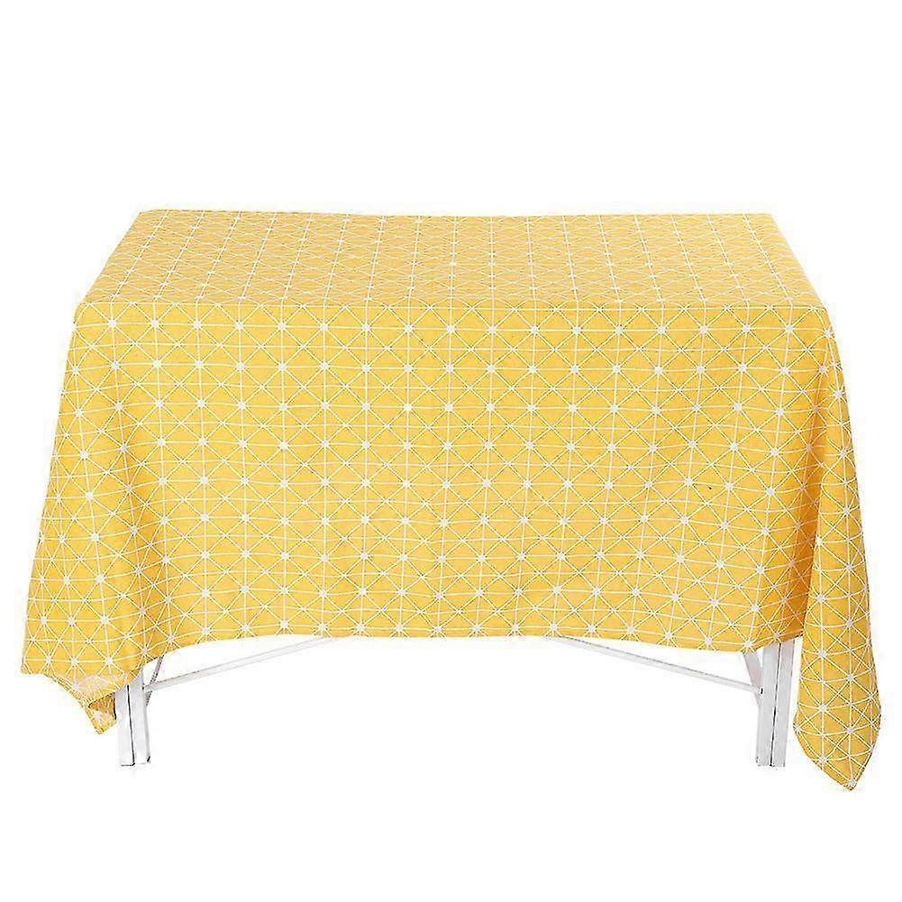 Decorative Yellow Chessboard Cotton Linen Tablecloth - Stylish Dinning Table Cover (140 x 200 cm) for Home and Events