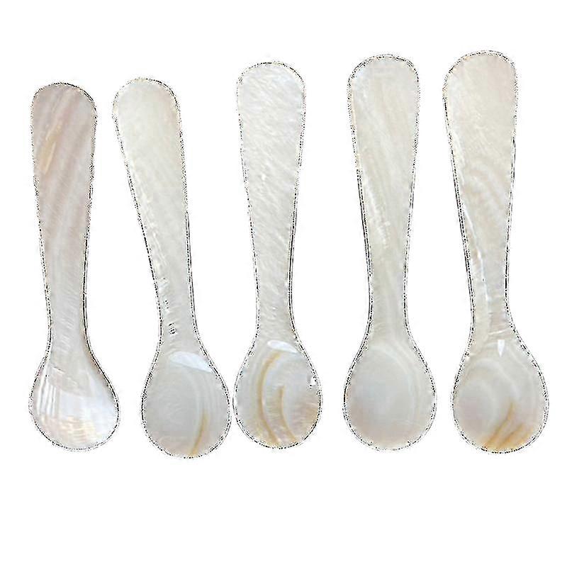Set of 2 Mother of Pearl Caviar Spoons, Round Handle