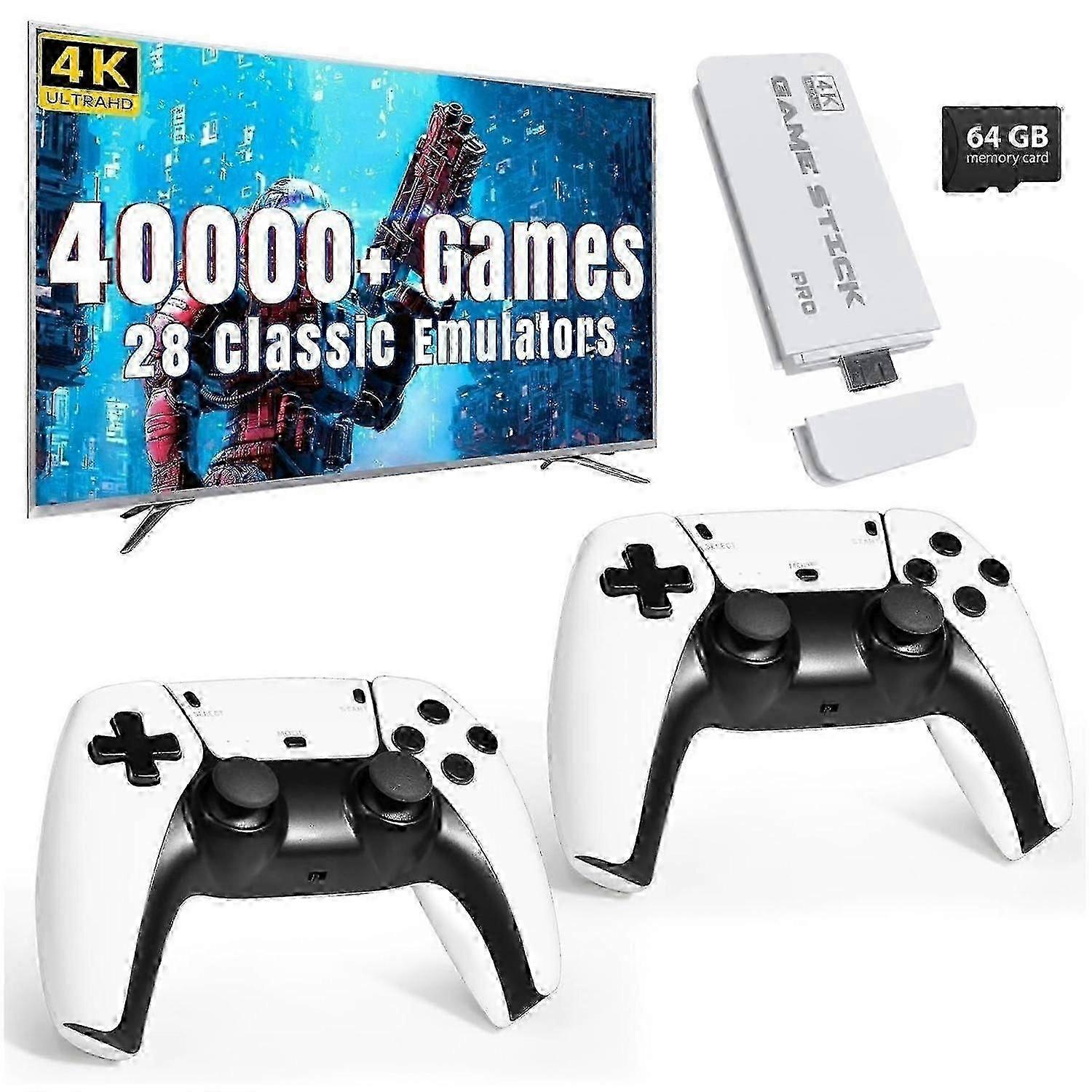 Retro Game Console with 40,000 Classic Games, 4K HDMI TV Output, Wireless 2.4G Controller, 64GB Nostalgic Gaming Stick