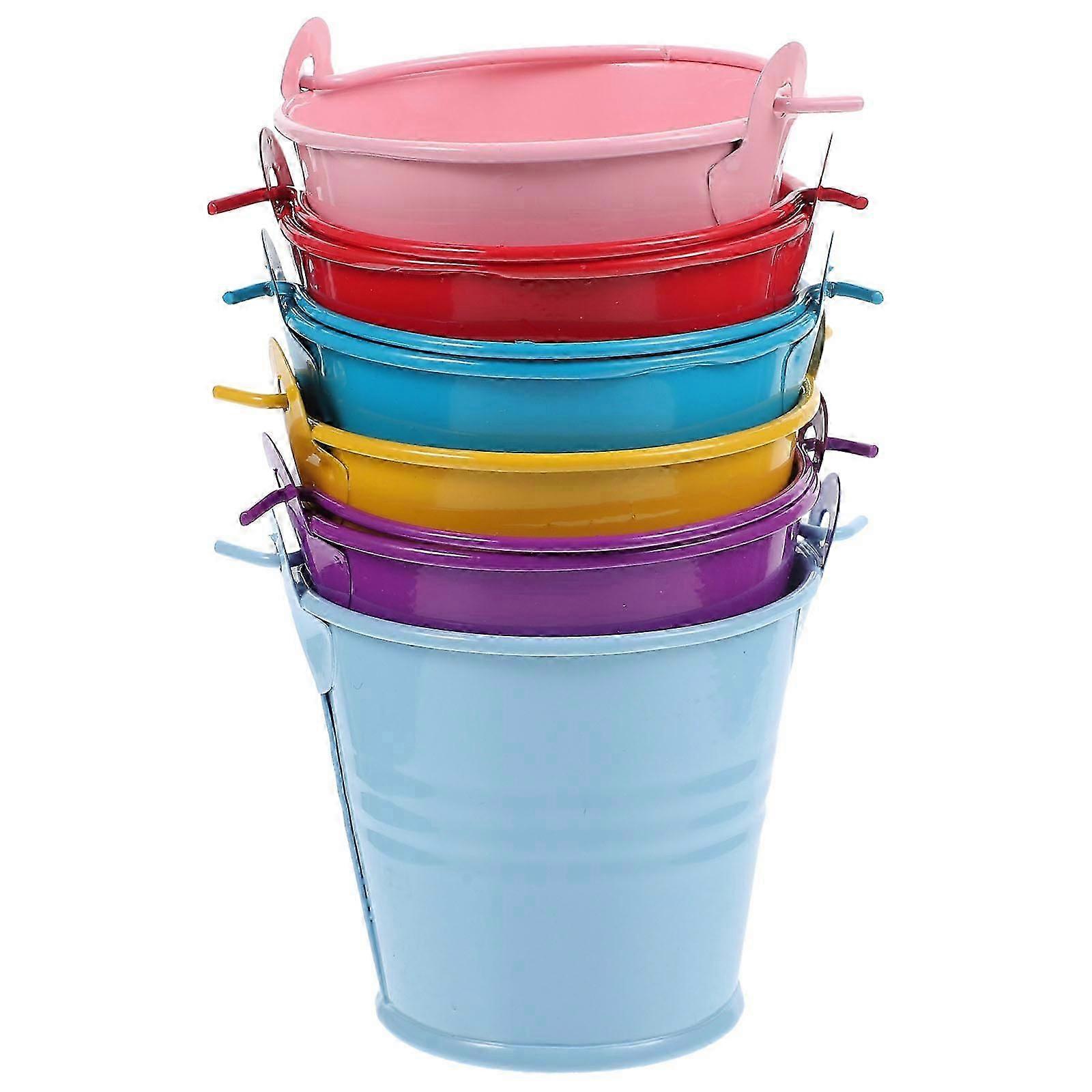 Mini Metal Bucket Toy Organization Red 6Pcs