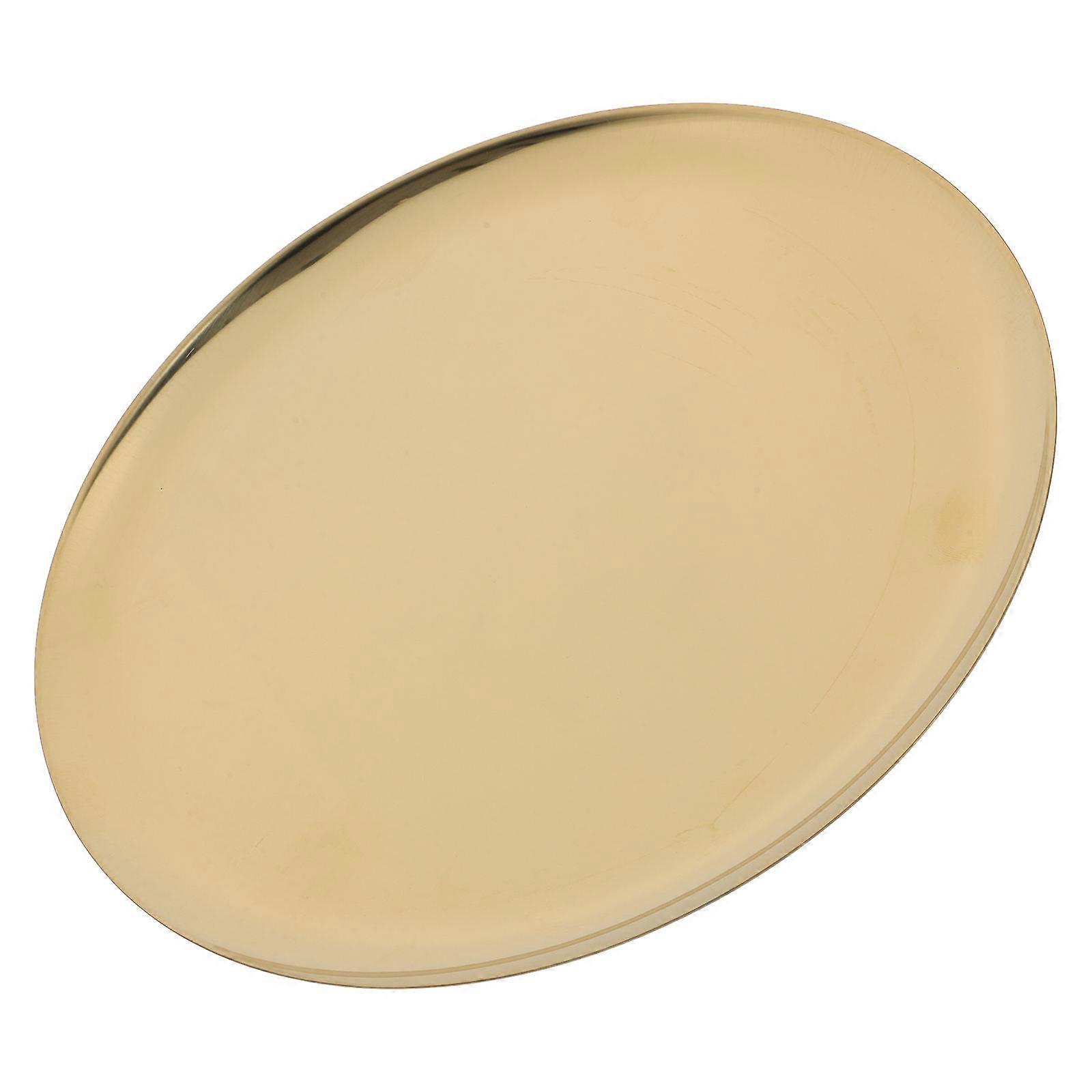 Stainless Steel Elegant Meat Serving Tray Round Shape Large Capacity Food Serving Dish 1Pack