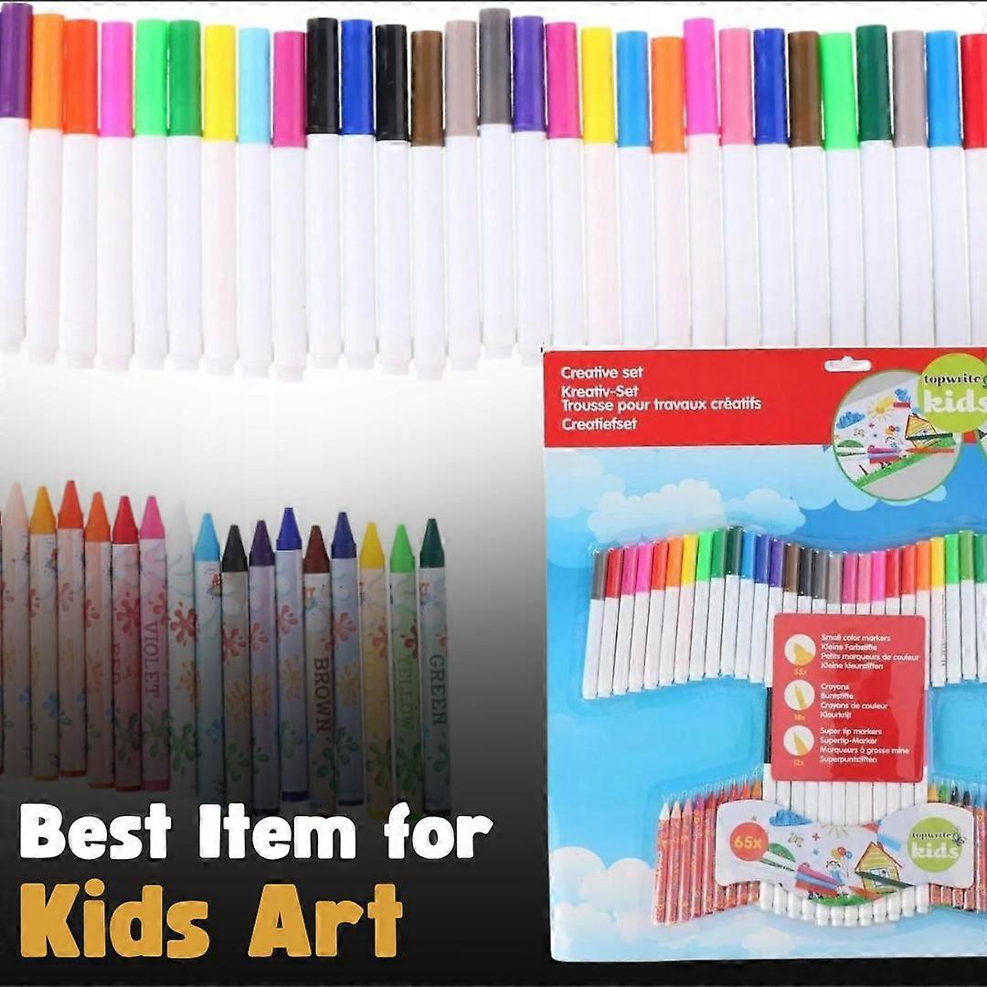 Edco Topwrite 65Piece Colouring Crayons and Markers Set