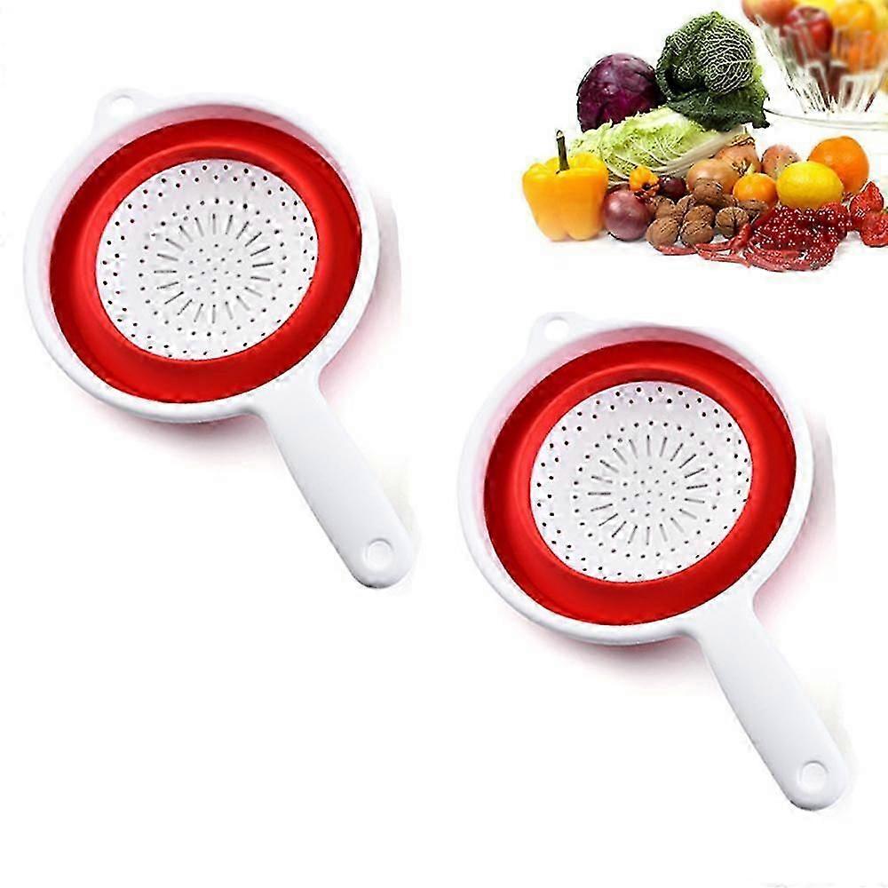 Collapsible Silicone Colanders and Strainers - Vegetable/Fruit Kitchen Mesh Strainers with Handles