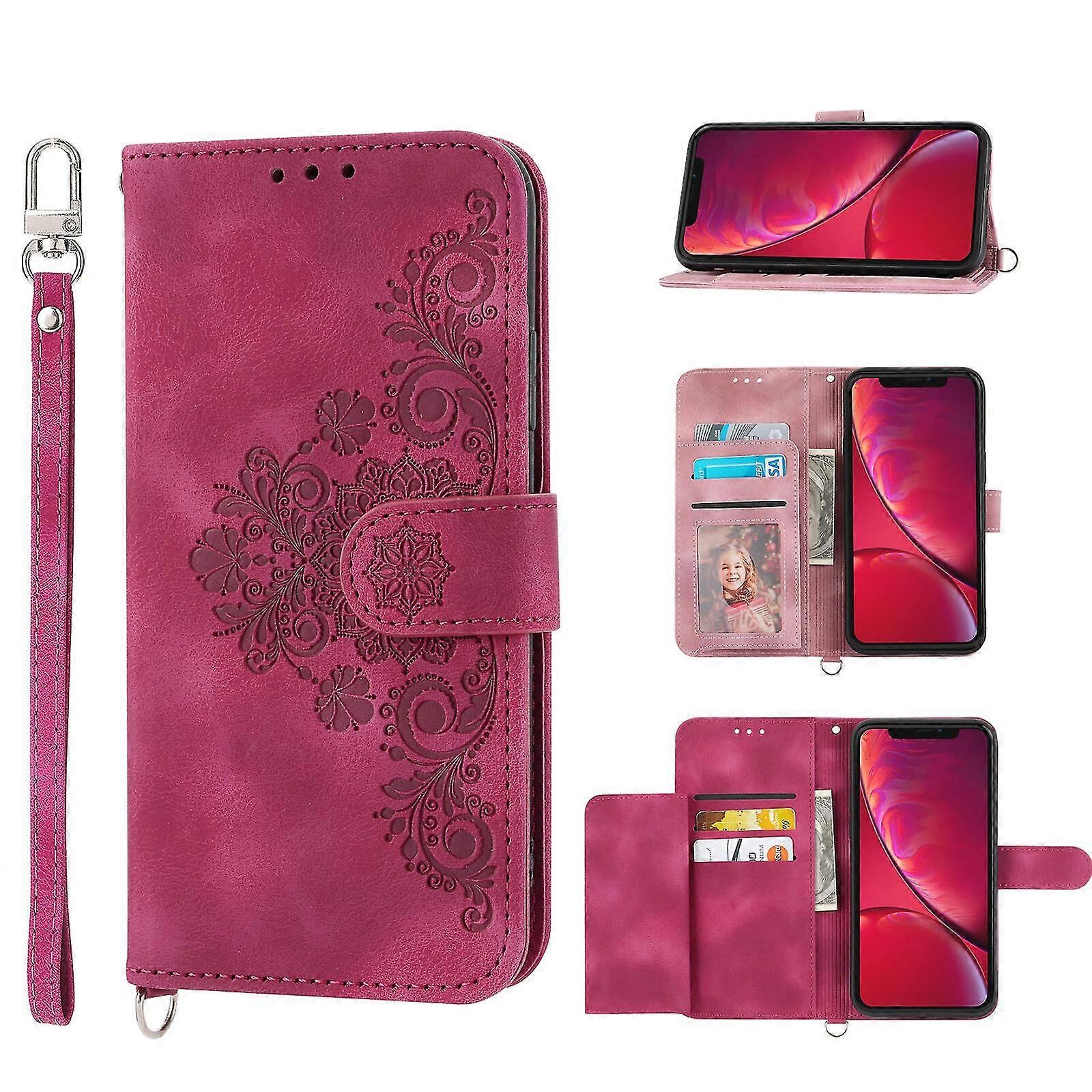 For iPhone Xr Case, Leather Wallet Flip Case With Strap