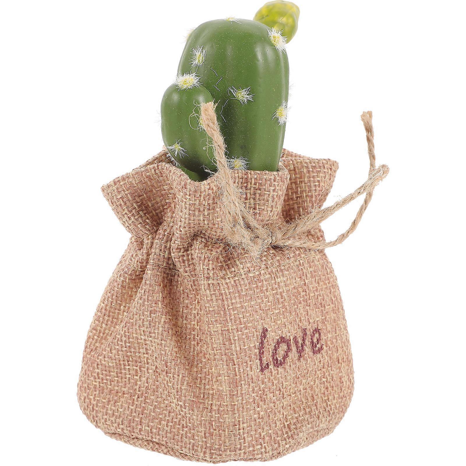 Artificial Cactus Figurines Adornment For Desktop Garden Cafe 12x5.5cm Cactus Shape Decorative 1Pack