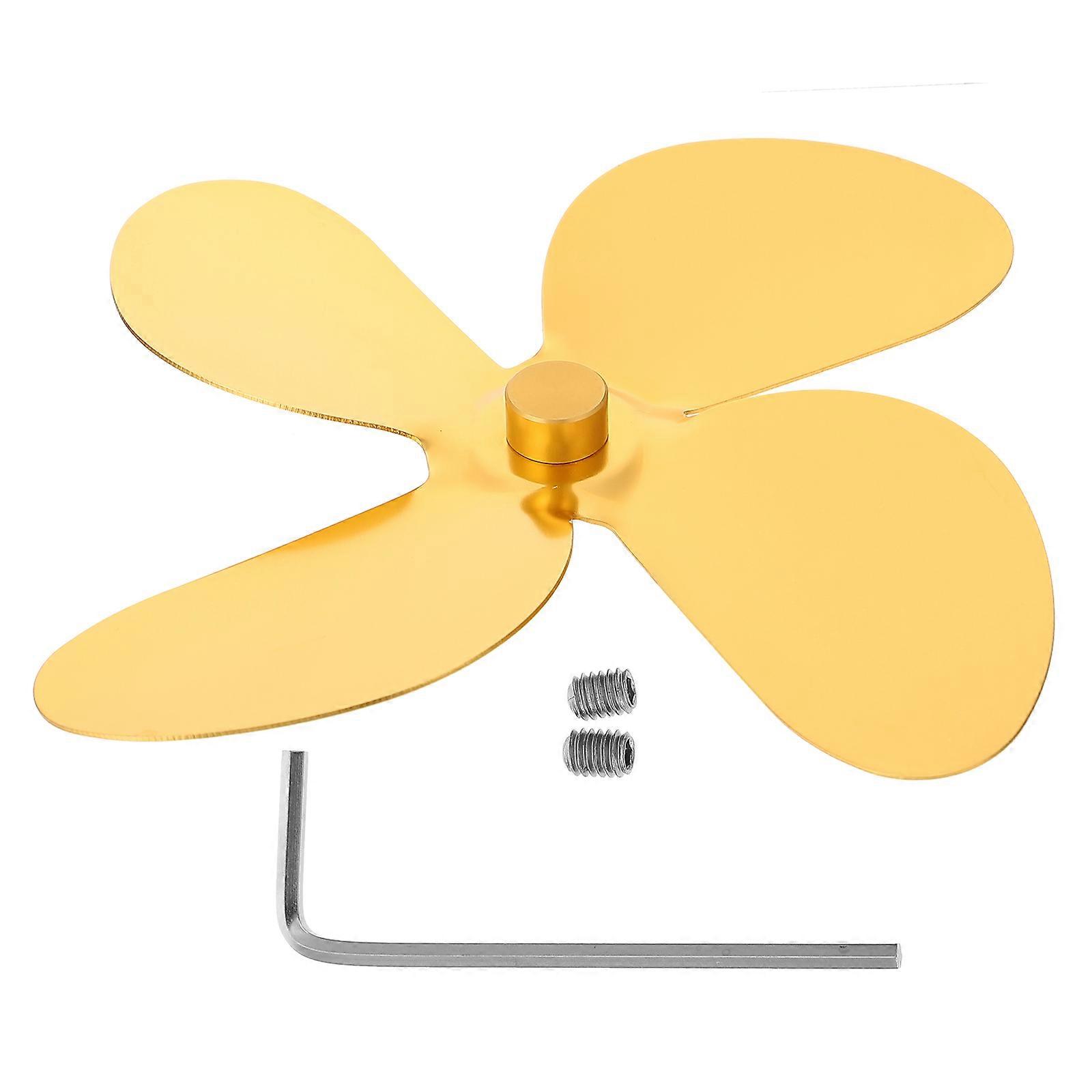 Silent Heat Powered Stove Fan with Better Texture and Durability Golden Aluminum Alloy 1 Set
