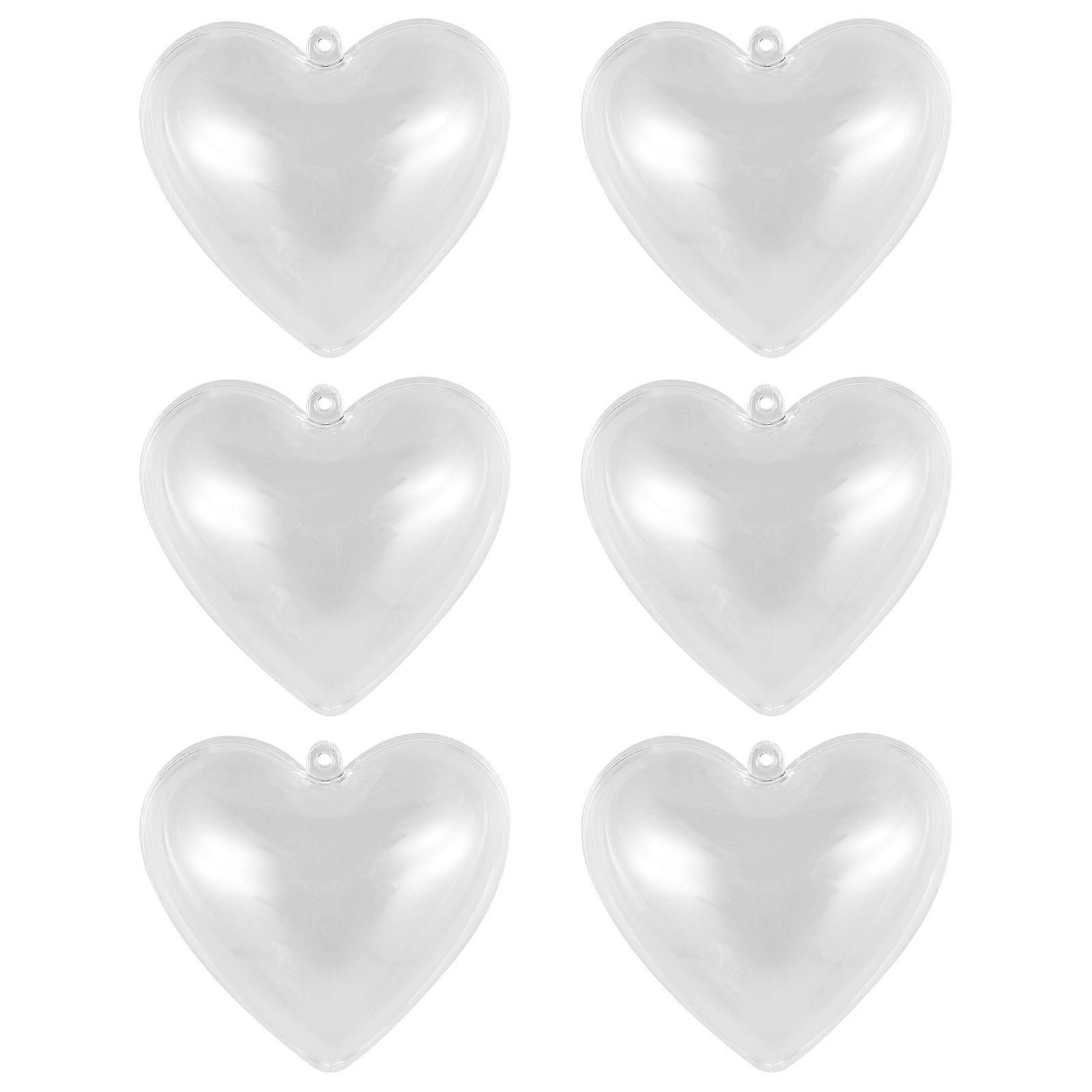 Clear Fillable Heart Ornaments 6Pcs Transparent Easy Assembly Christmas Balls for Xmas