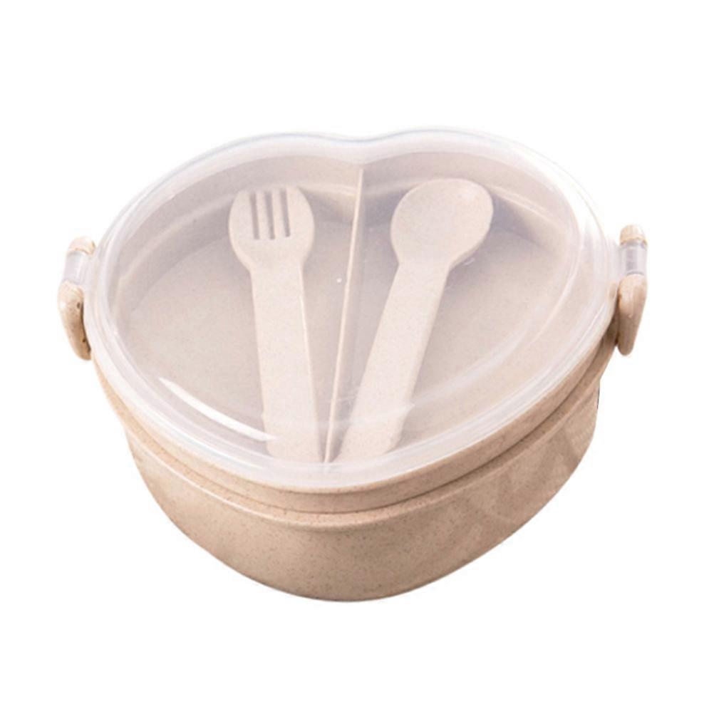 Lunch Storage Container Bento Box for Picnic Workers Double Layer Beige Sealing Effect 1Pack