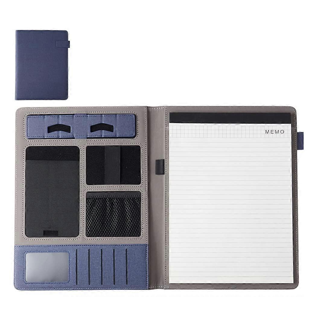 Writing Case A4 Clipboard Folder A4 Portfolio Professional Interview Resume Folder Business Document Organizer with Card Holder for Men Women Blue
