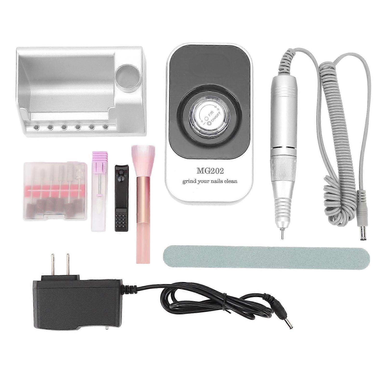 Electric Professional Rechargeable Adjustable Manicure Grinding Tools Nail File Machine with 7 Drill Bits 6 Sanding Bands