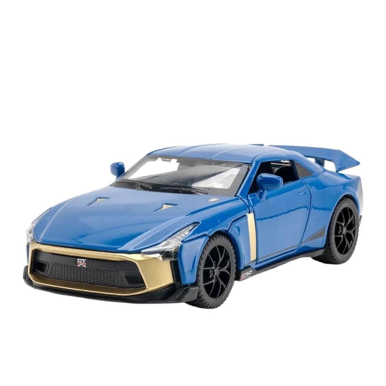 1:32 Scale Model Car for Nissan GTR50 Alloy Diecast Metal Supercar with Sound and Light ReadyMade Vehicle Model (Blue)