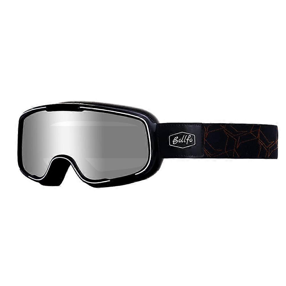 Motocross Goggles Anti-Fog Lens, Black Frame, Silver Lens, Outdoor Sports Use, Helmet Compatible