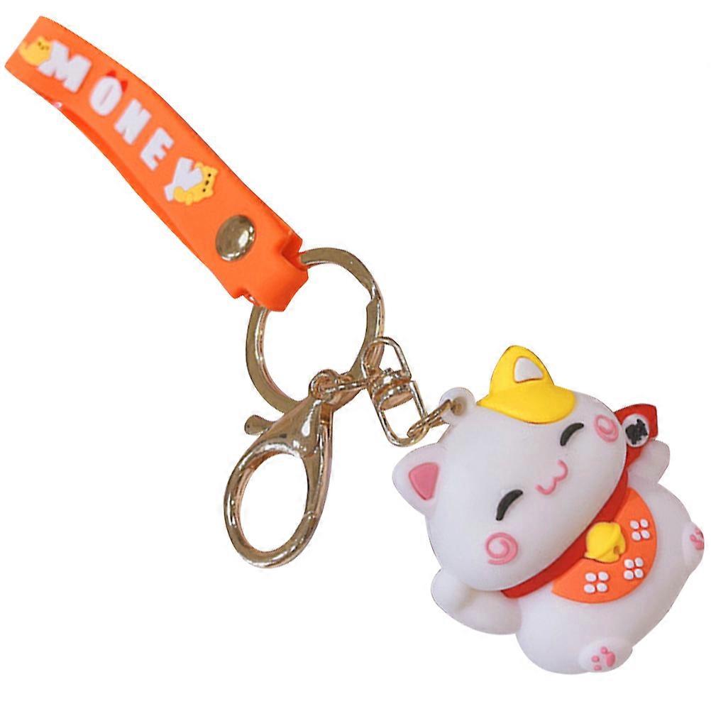 Cat Keychain Pendant For Everyday Use Assorted Color Soft Plastic And Alloy Decoration 1Set