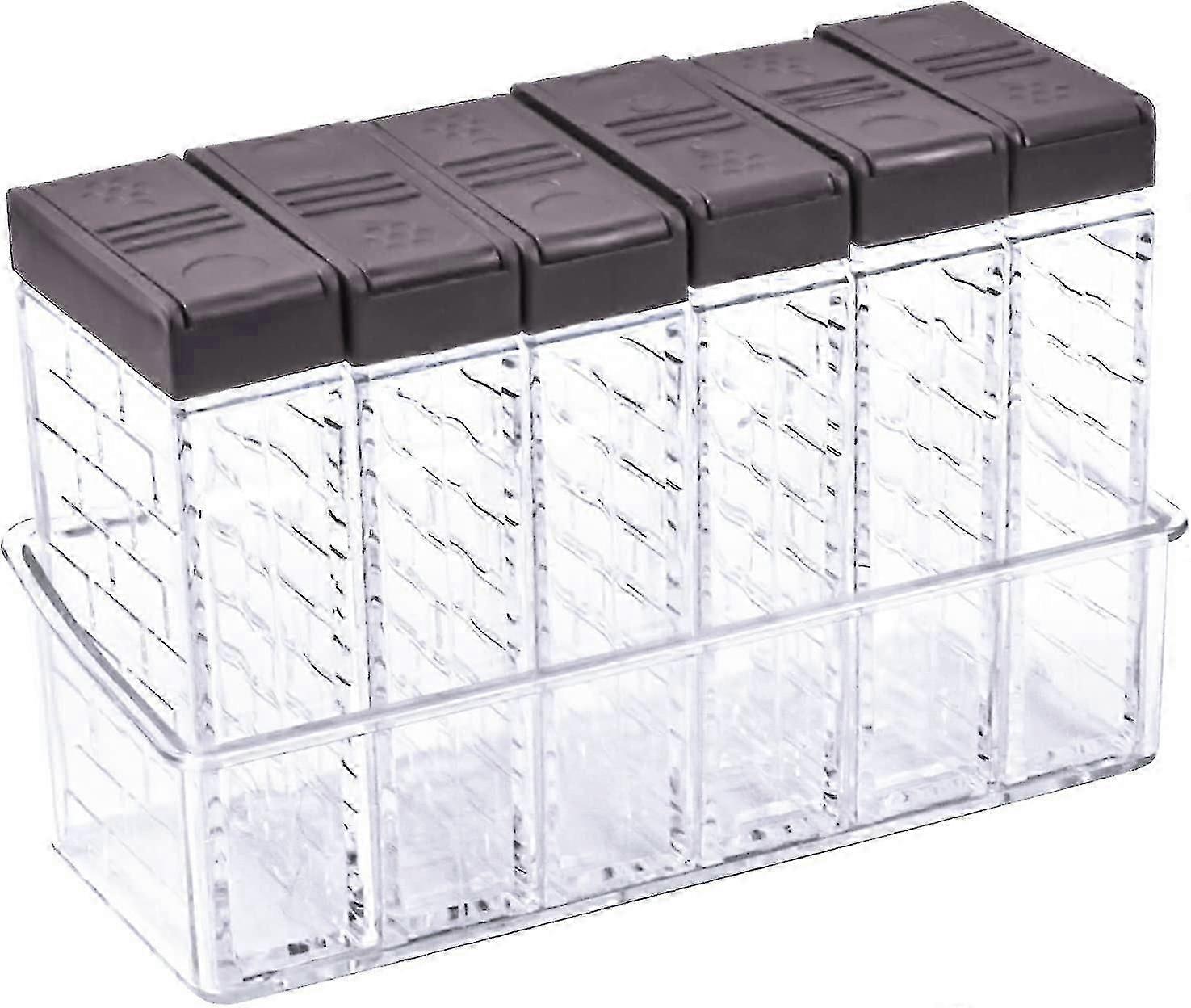 For 2024 Plastic Seasoning Box - Set Of 6 Spice Shaker Box With Tray, Camping Spice Shaker Jars, Clear Condiment Container