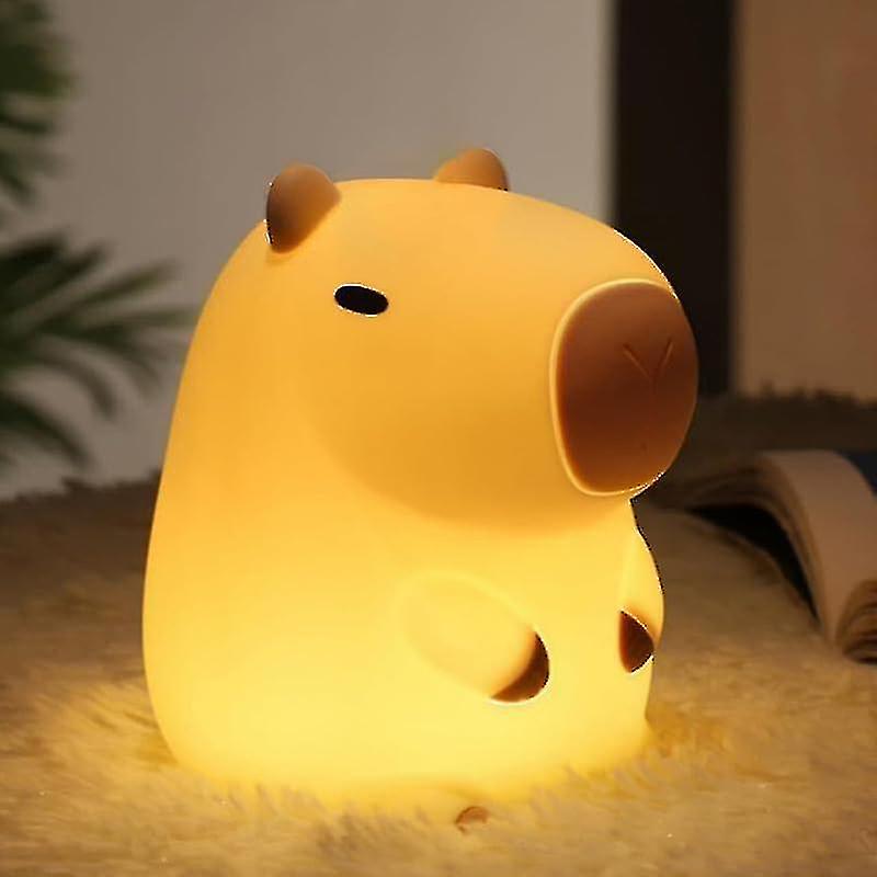 New Capybara Night Light - Silicone Animal Lamp for Kids Room, Rechargeable Touch Control with Warm Glow