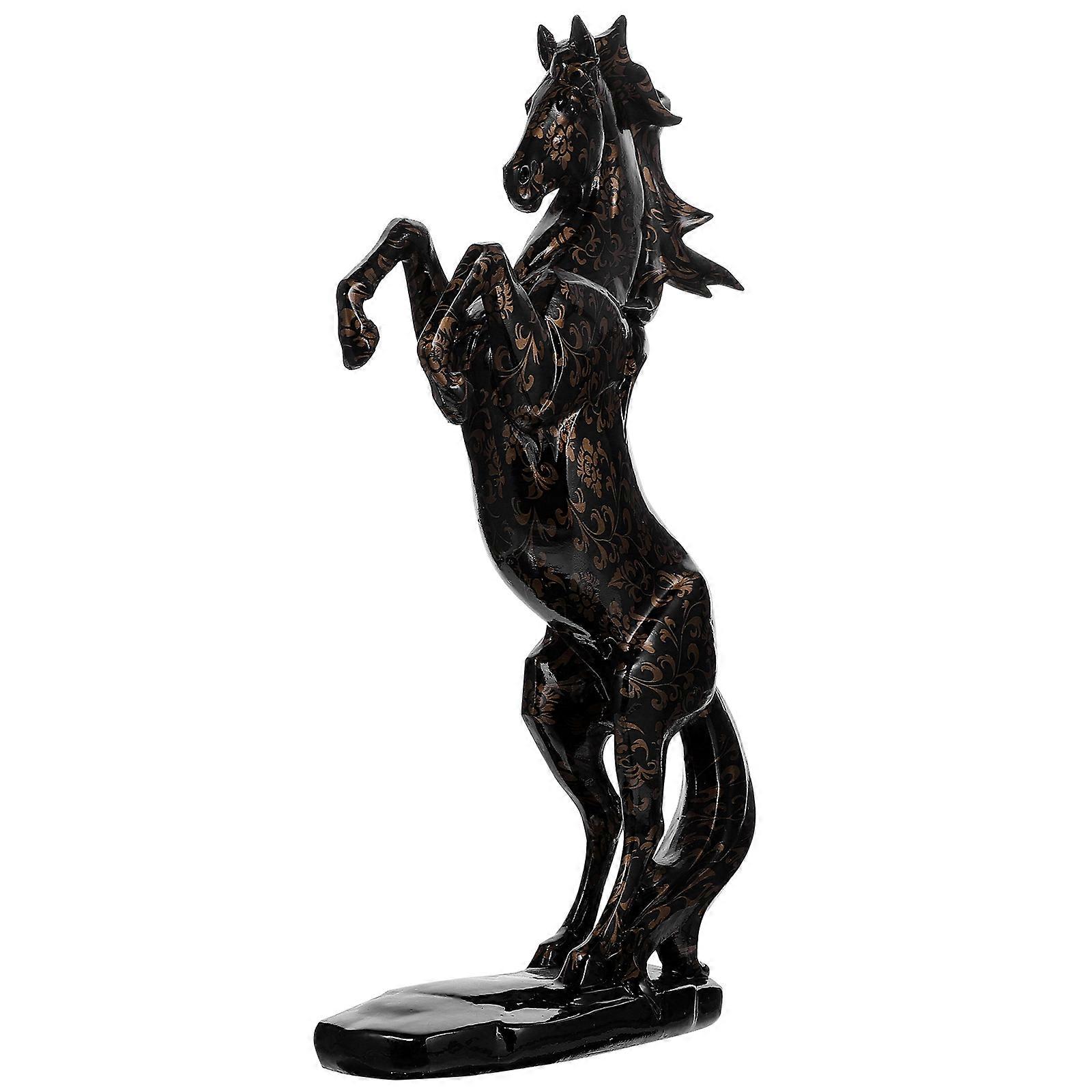 Resin Horse Adornment Black Color for Desktop Decoration Home Use 1Pack