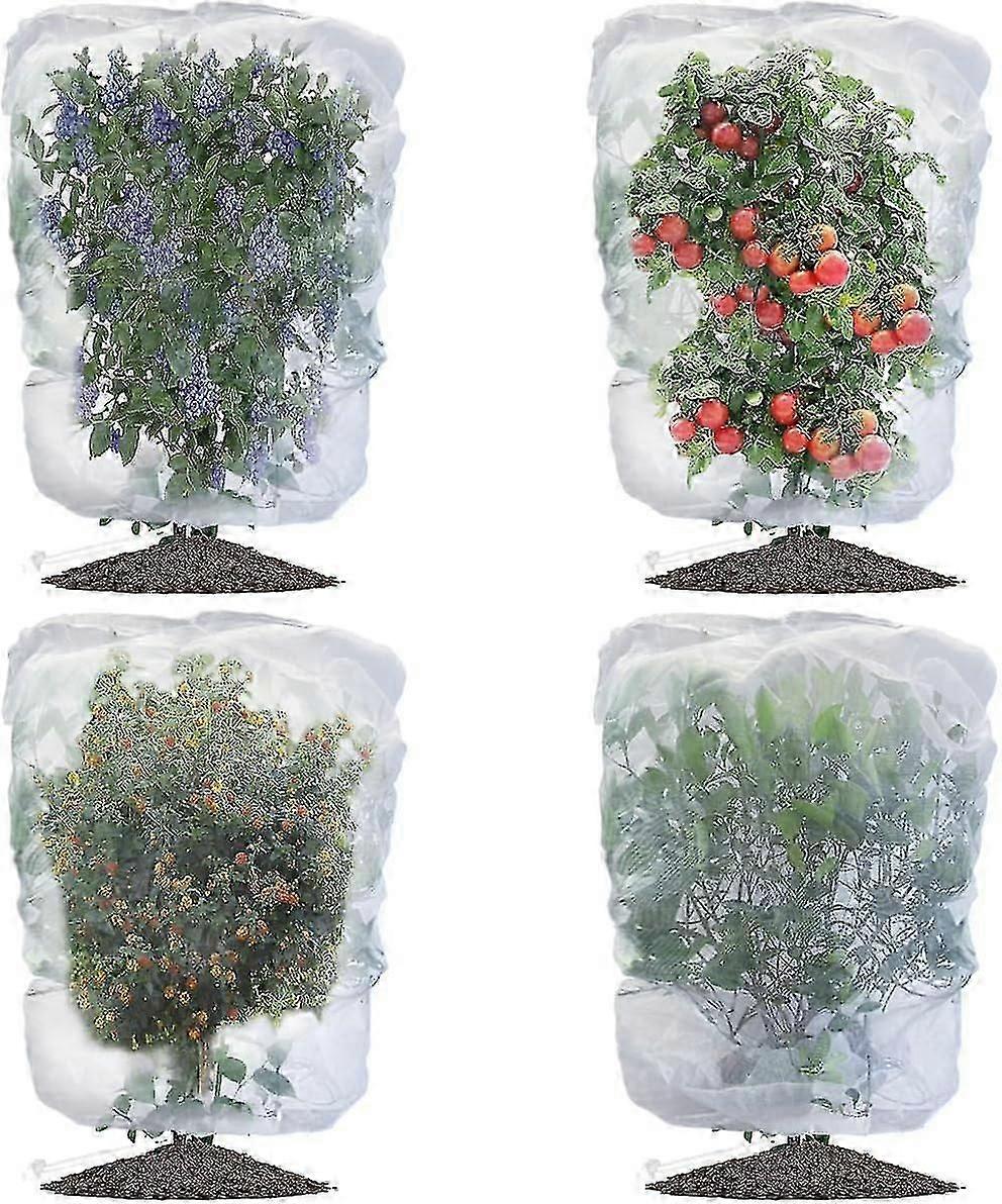 4-Piece Garden Netting Bag with Drawstring for Insect Barrier and Pest Protection