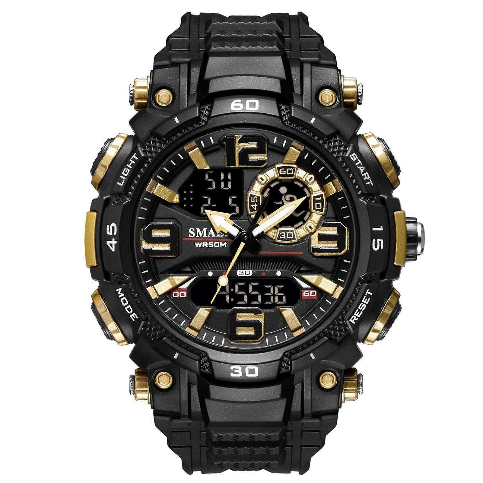 50m Waterproof Men's Analog Sports Watch with Luminous Display, Stopwatch, Alarm, Date & Week, Shockproof LED Night Mode