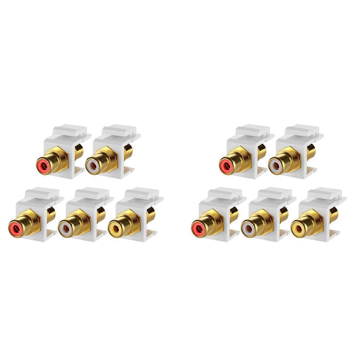 10-Pack Jack Insert Connector Socket Female Snap in Adapter Port Gold Plated Inline Coupler for Wall