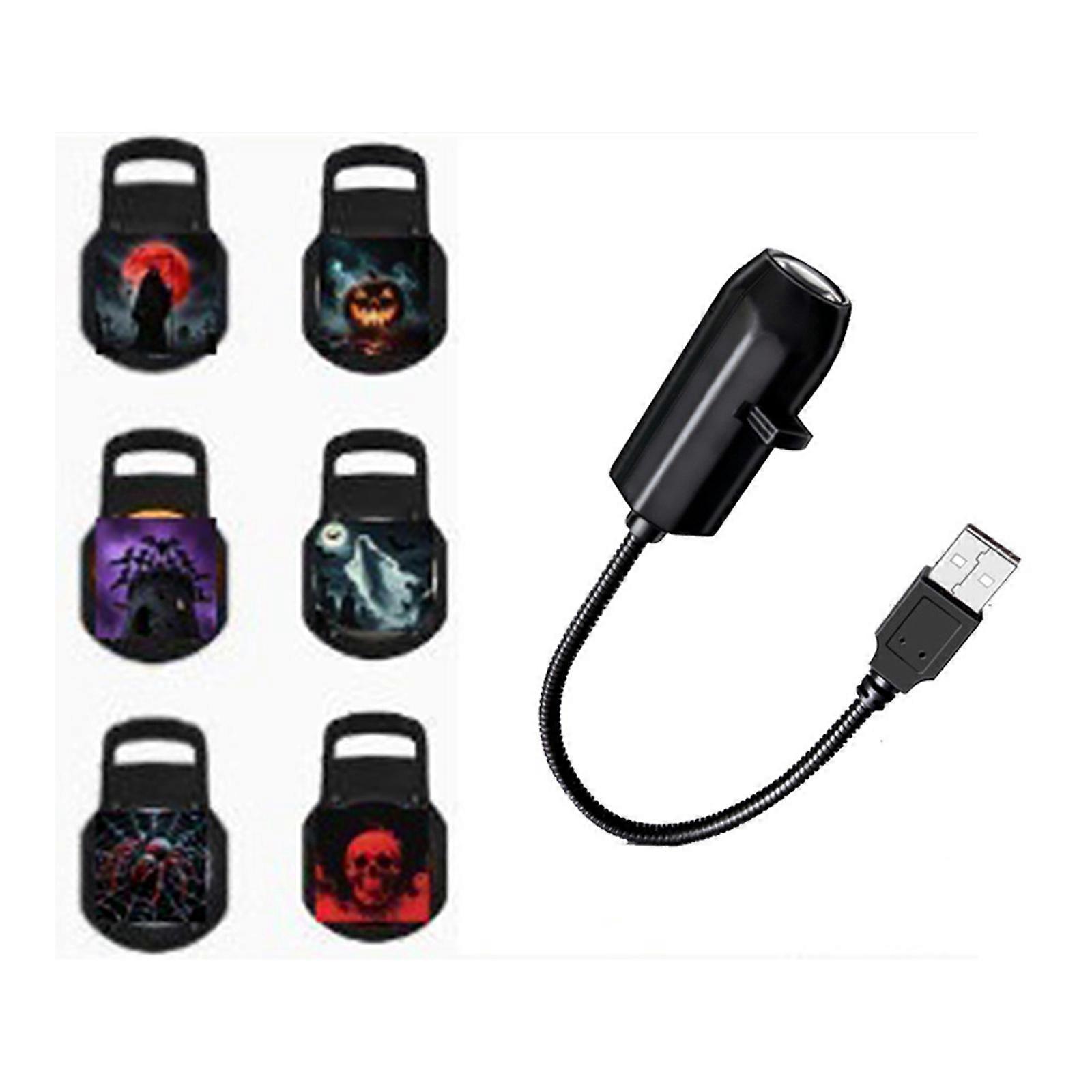 Halloween Theme Projector Light with Ghostly Patterns USB Plug Night Lamp 360 Adjustable ABS Texture for Home Decorating Multicolor