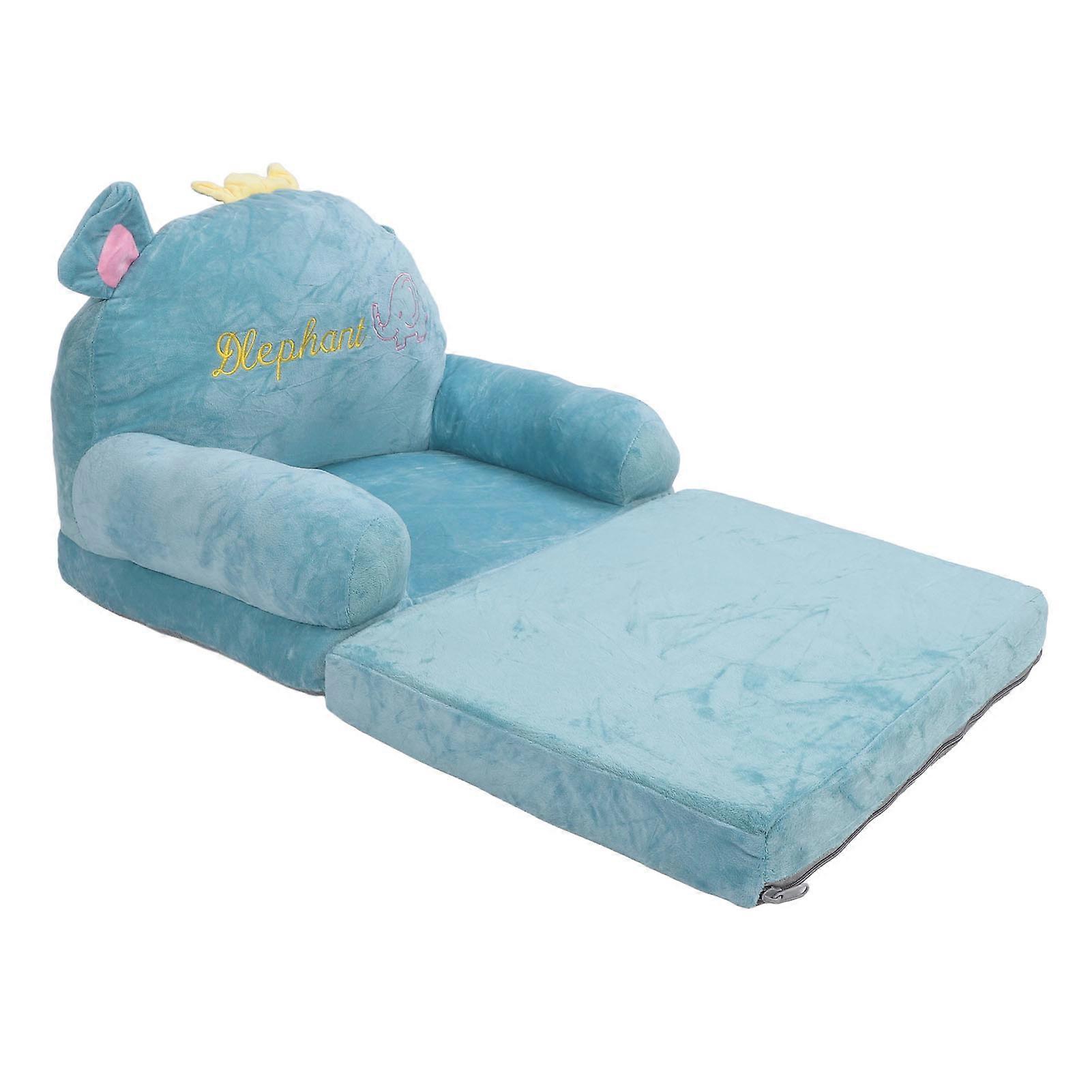Foldable Kids Sofa 2-in-1 Flip Open Couch Sleeper with Elephant Pattern
