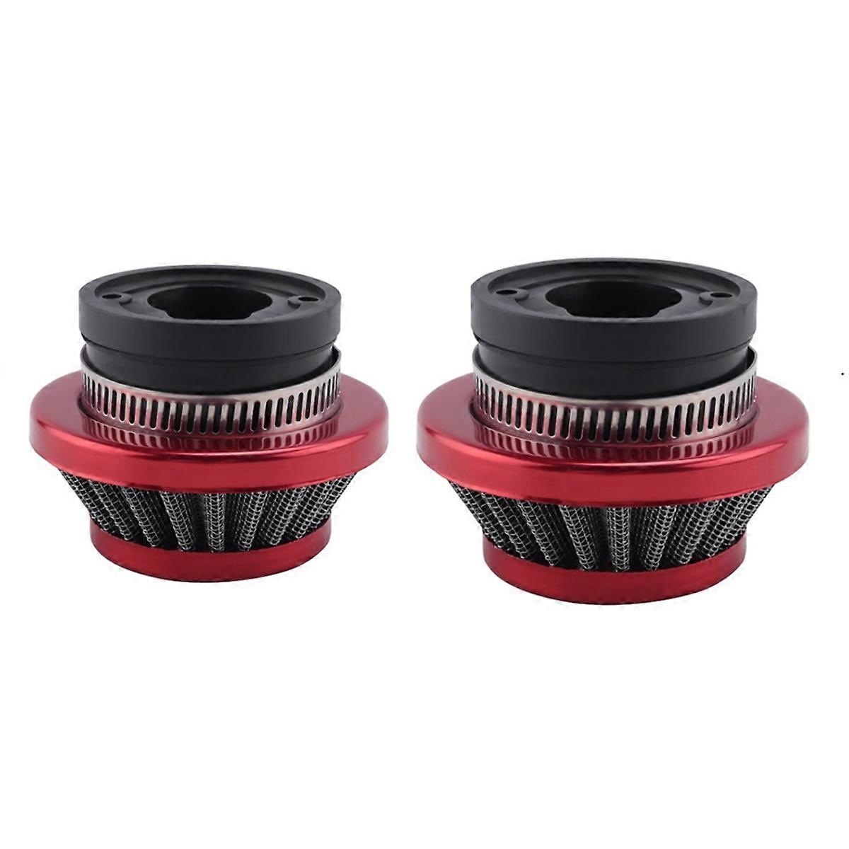 2Pcs 42MM Air Filter for 47Cc 49Cc 2 Stroke Super Pocket Bike Upgrade Kit Mini Bike Atv Aluminium Air Filter Red