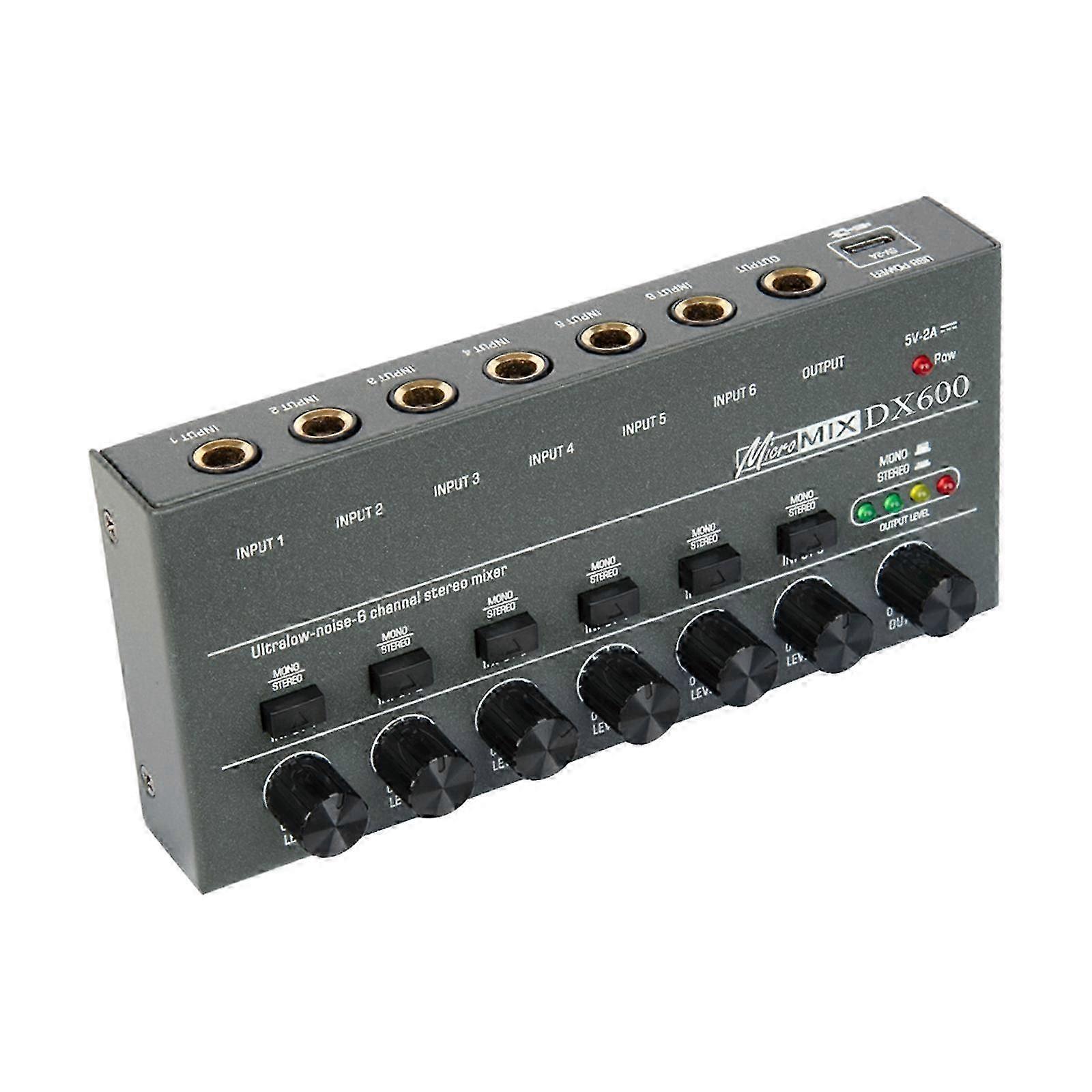 Audio Mixer 6 Input Compact Stereo Line for Small Clubs