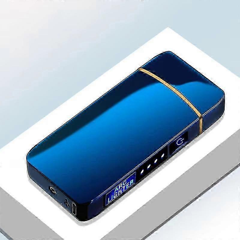 Electric Windproof Metal Lighter Double Arc Plasma Flameless Rechargeable Usb Lighter Led Power Display Touch Sensor Lighter