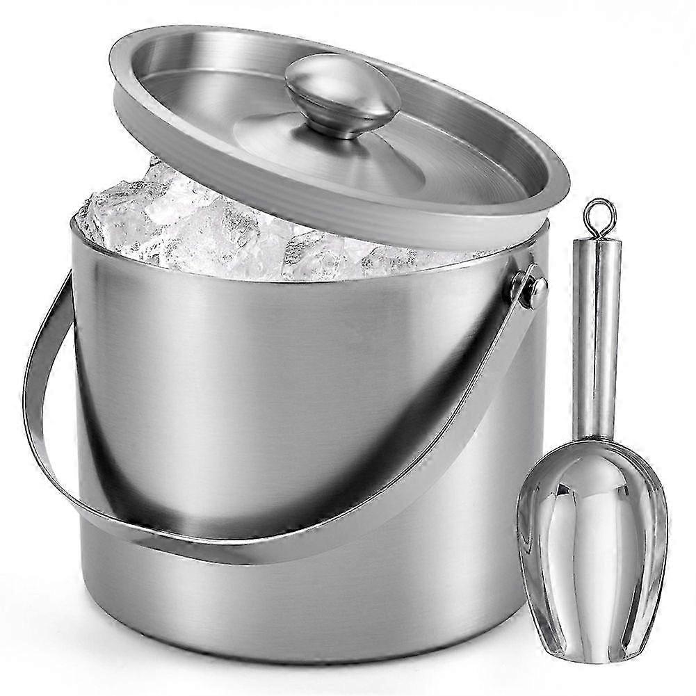Double wall ice bucket for parties 3 liter with scoop and lid
